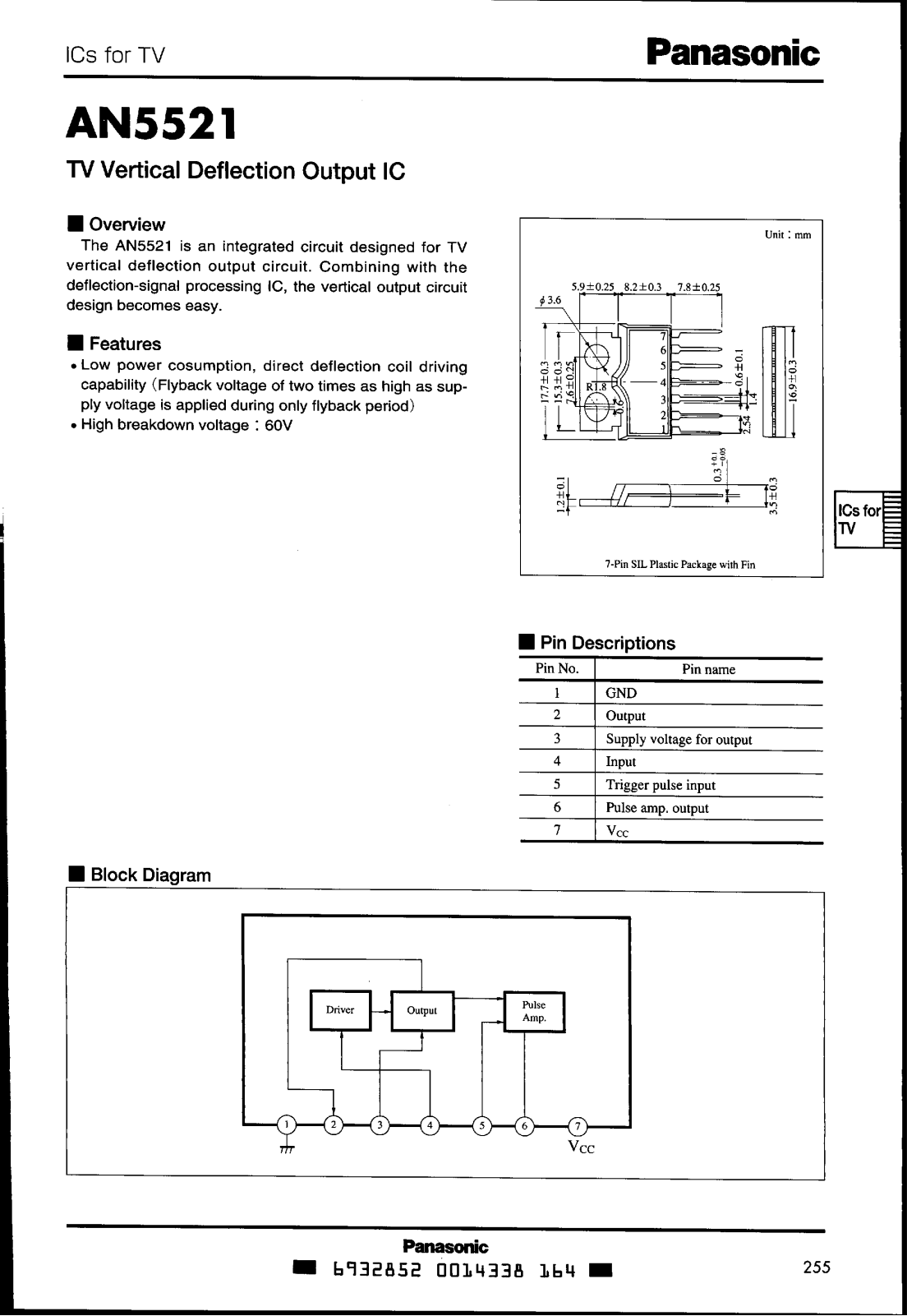 Panasonic AN5521 Datasheet