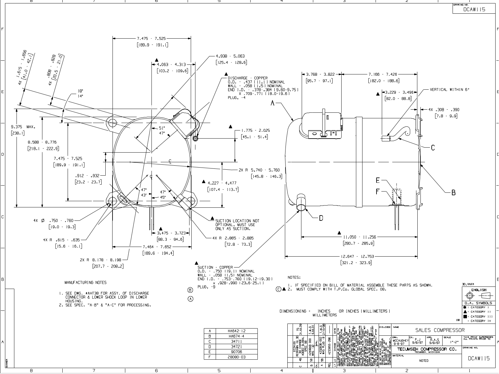 Tecumseh AWG5520EXT, AWG5524EXT Drawing Data