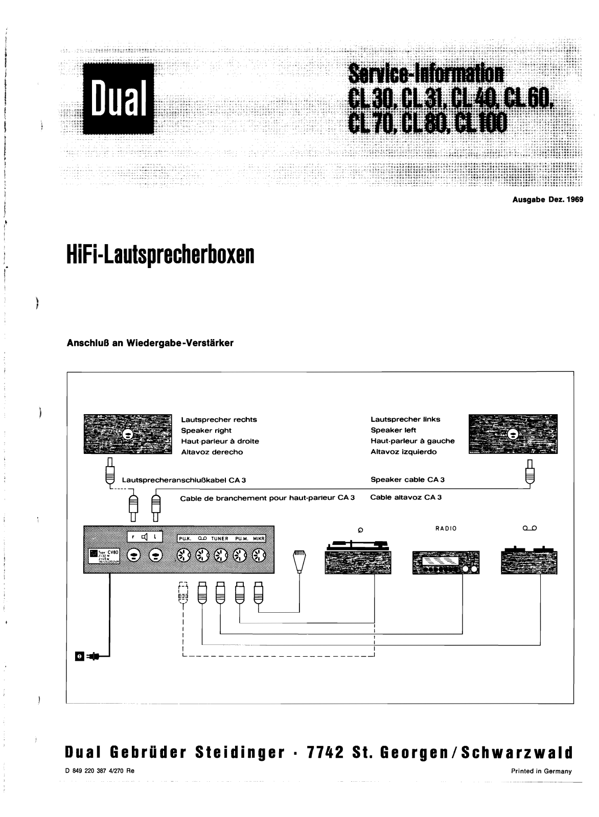 Dual CL-30 Service Manual