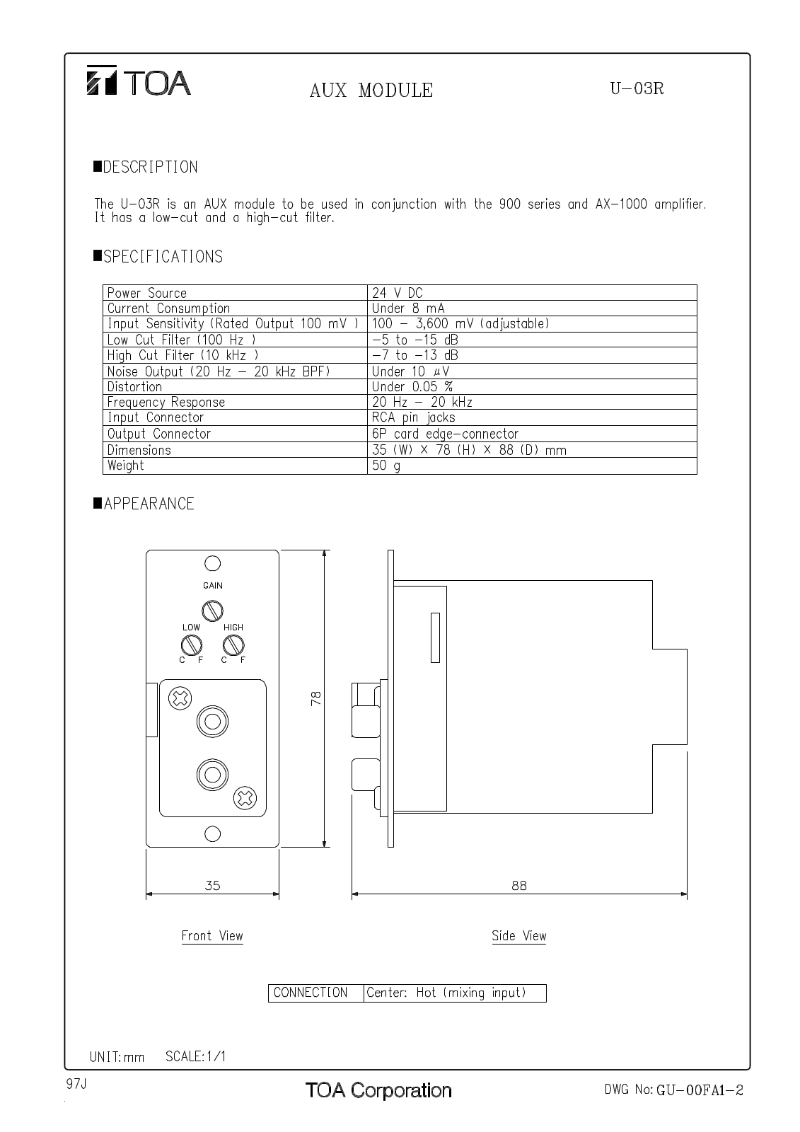 TOA U-03R User Manual