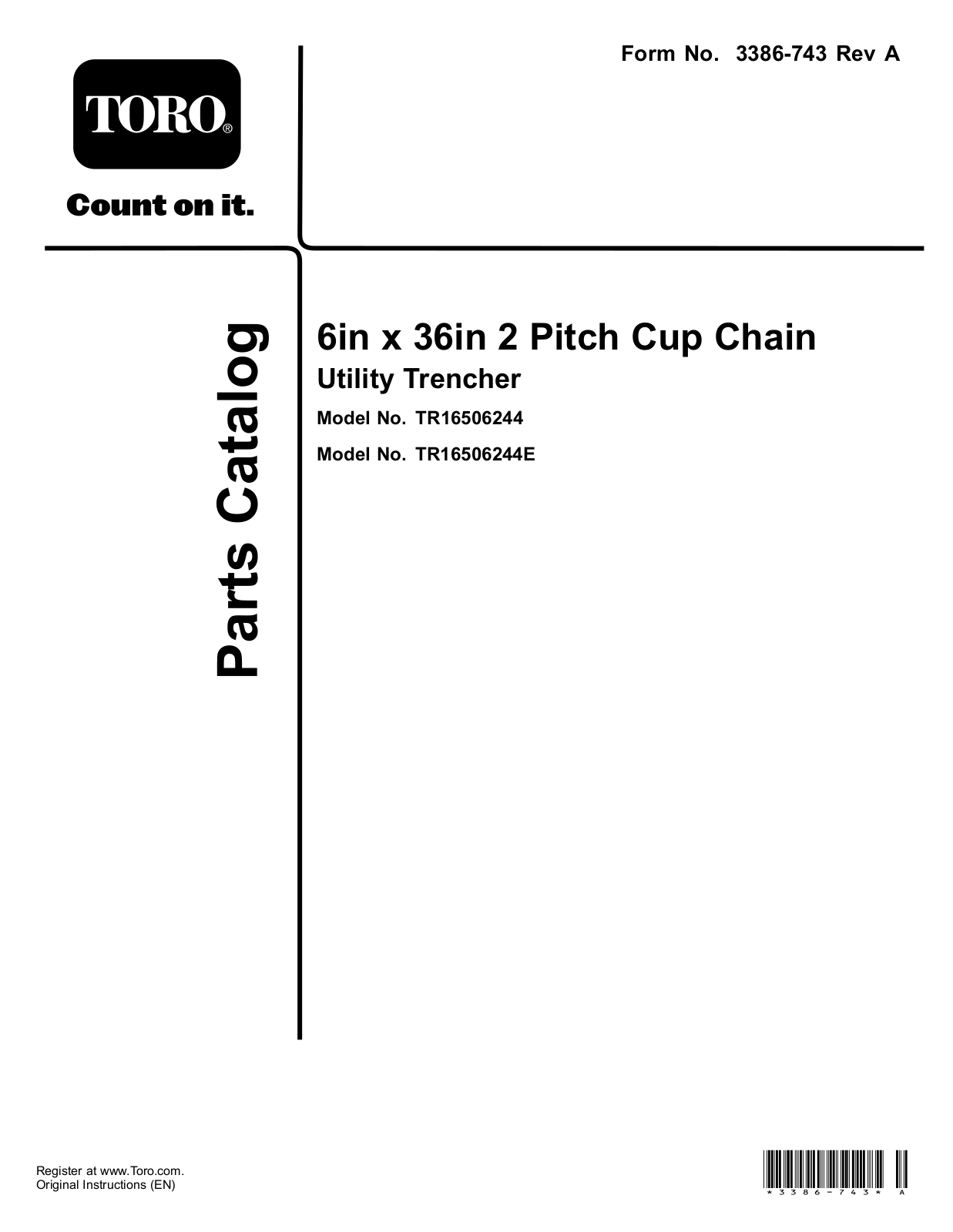 Toro TR16506244E, TR16506244 Parts Catalogue