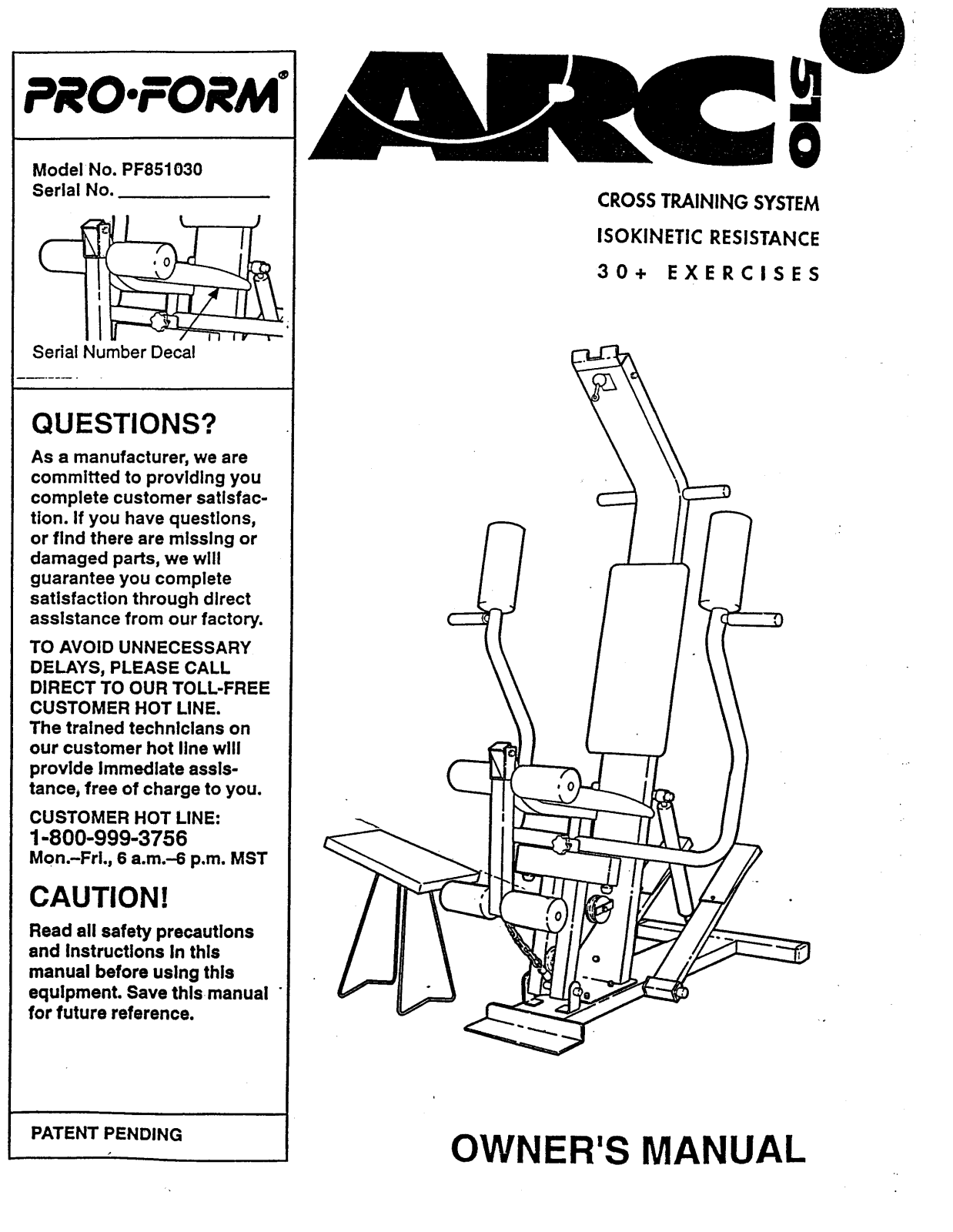 ProForm PF851030 User Manual