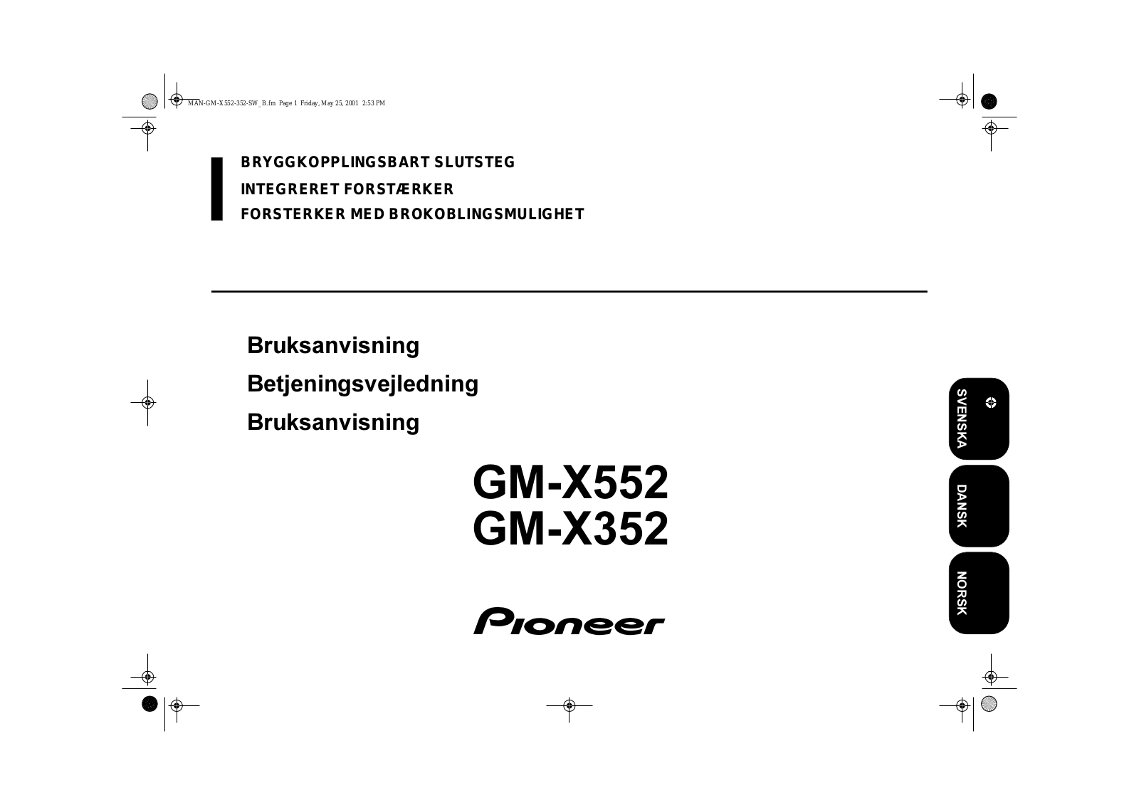 Pioneer GM-X352, GM-X552 User Manual