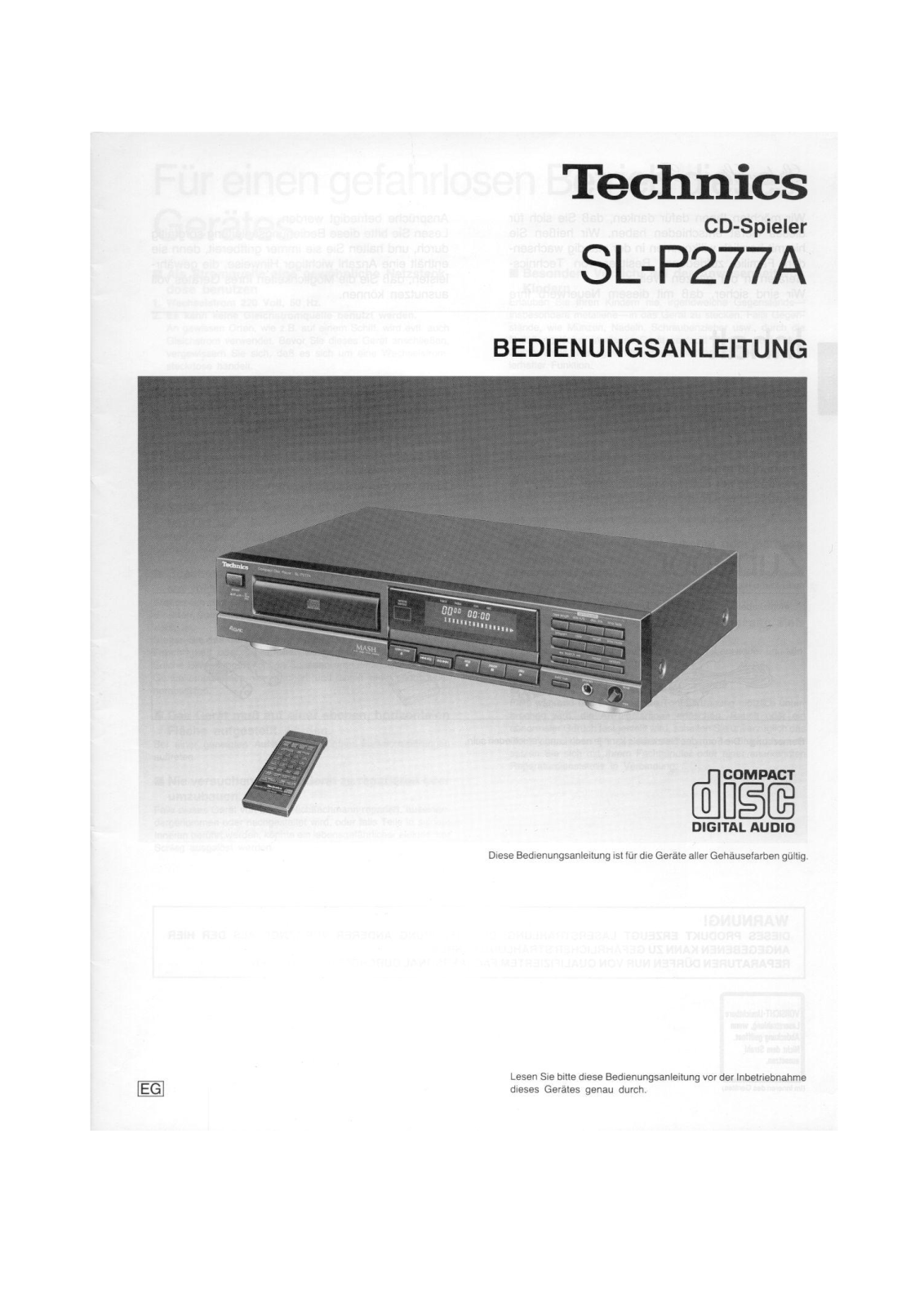 Technics SL-P-277-A Owners Manual