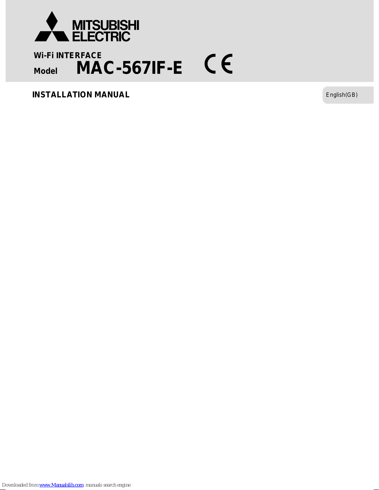 Mitsubishi MAC-567IF-E Installation Manual