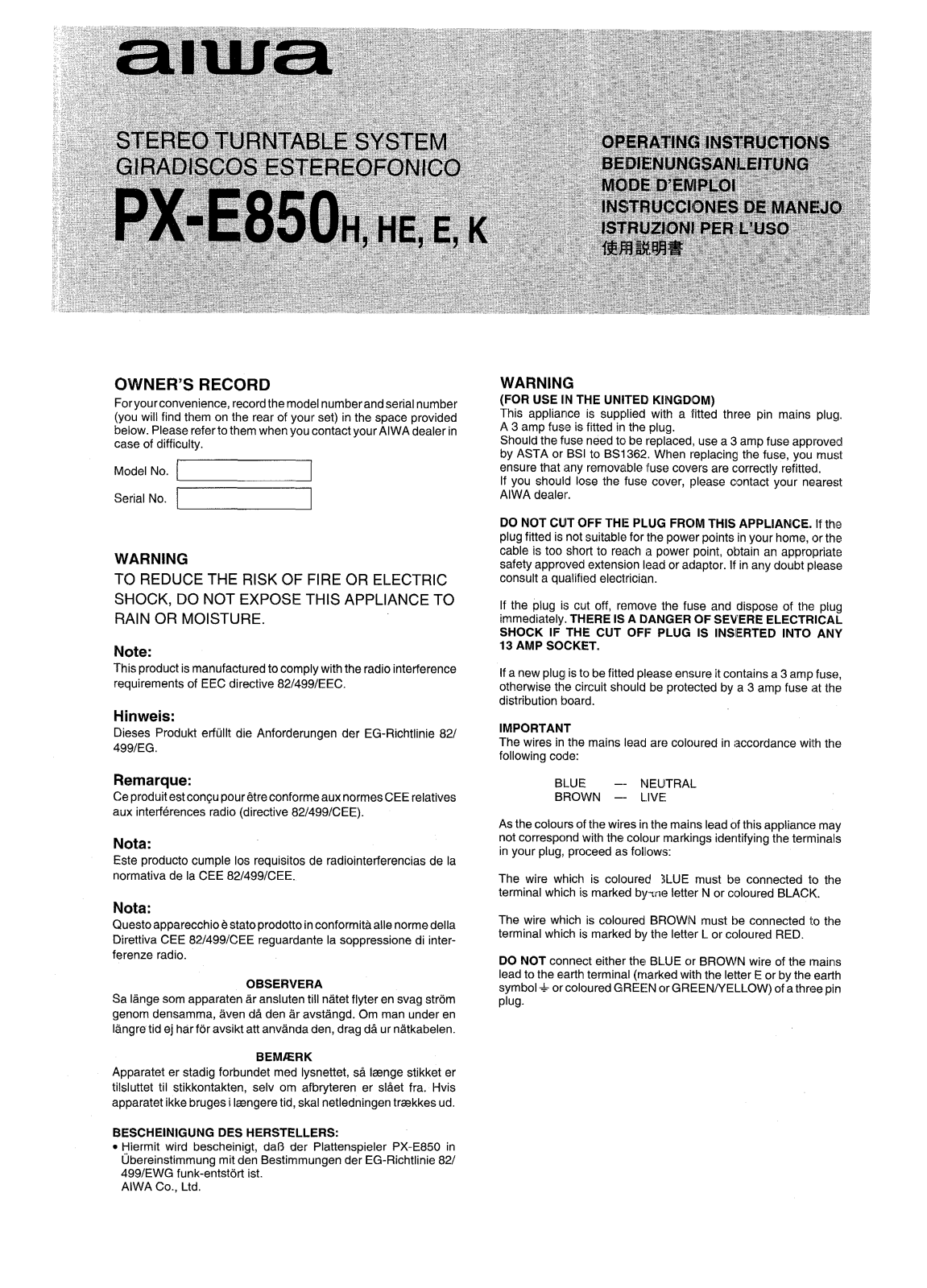 Sony PXE850h, PXE850he, PXE850e, PXE850k Operating Manual