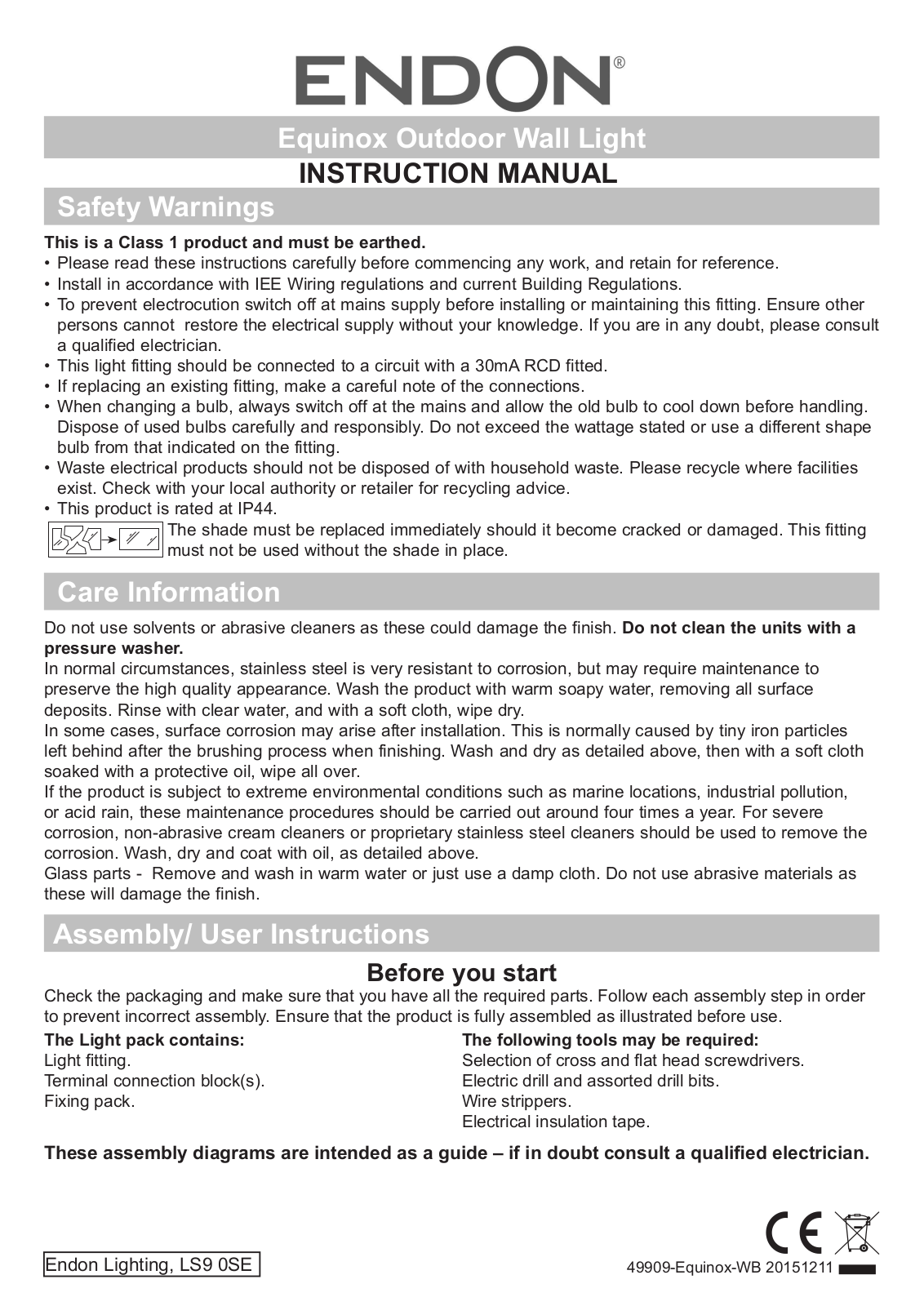 Endon Lighting 49909 Installation Instructions - ManualMachine.com