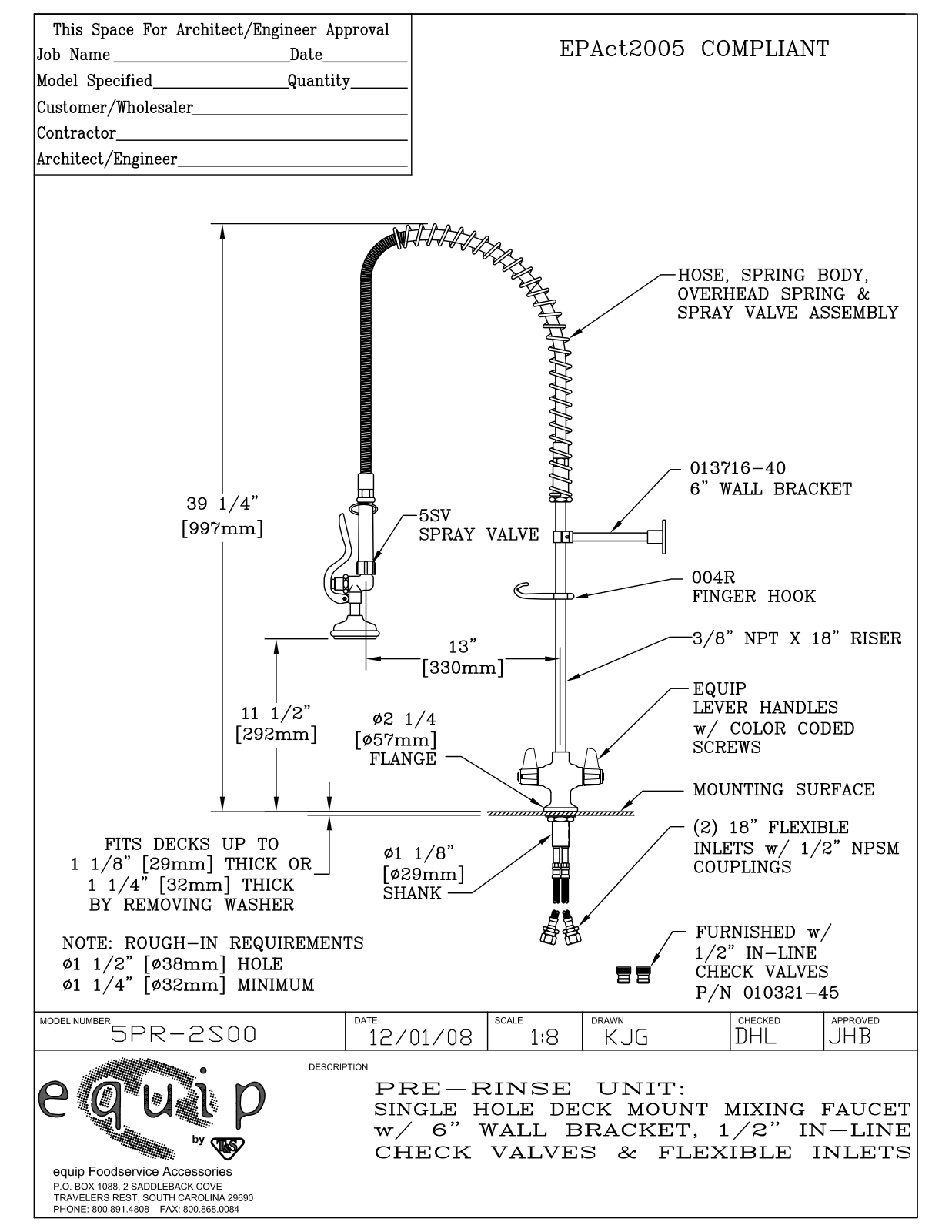 T & S Brass & Bronze Works 5PR-2S00 General Manual