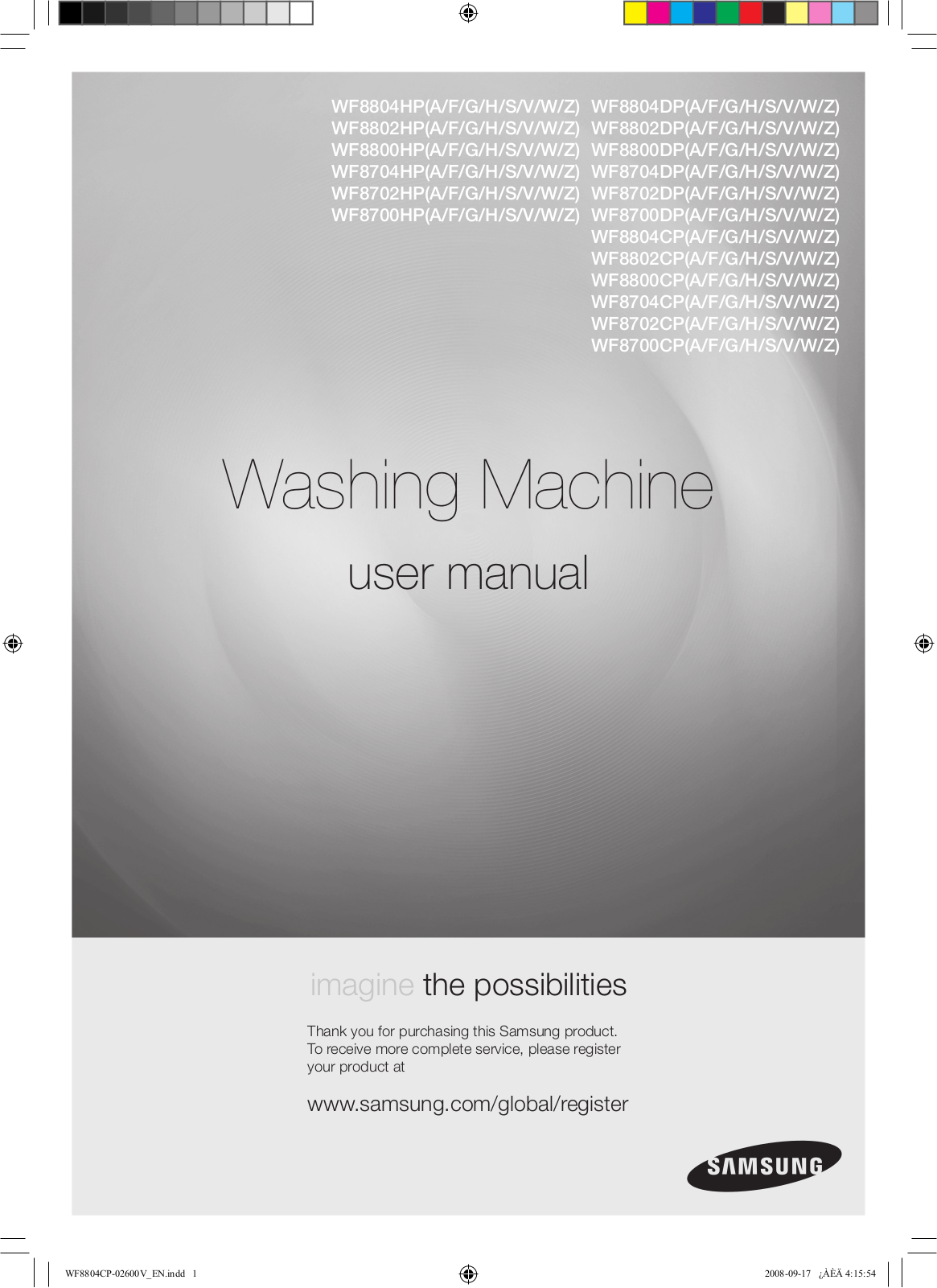 Samsung WF8804 User Manual