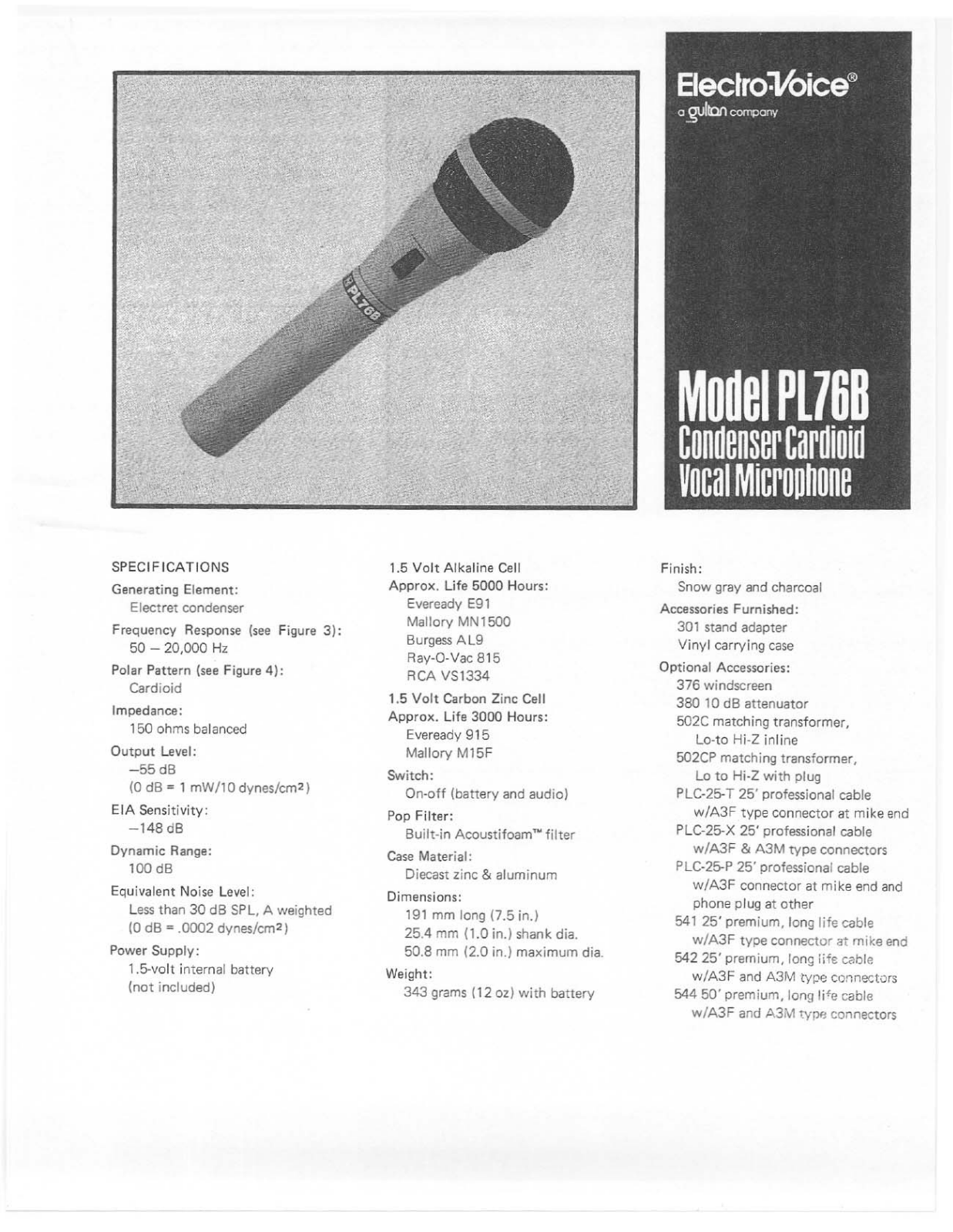 Electro-Voice PL76B User Manual