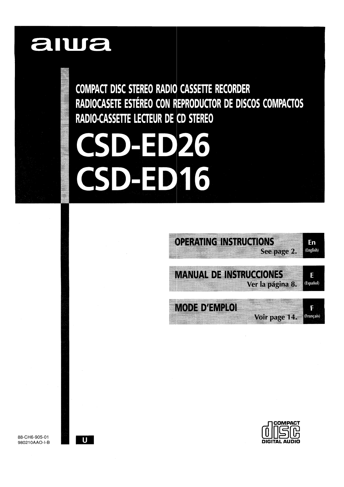 Aiwa CS-DED26, CS-DED16 Owners Manual