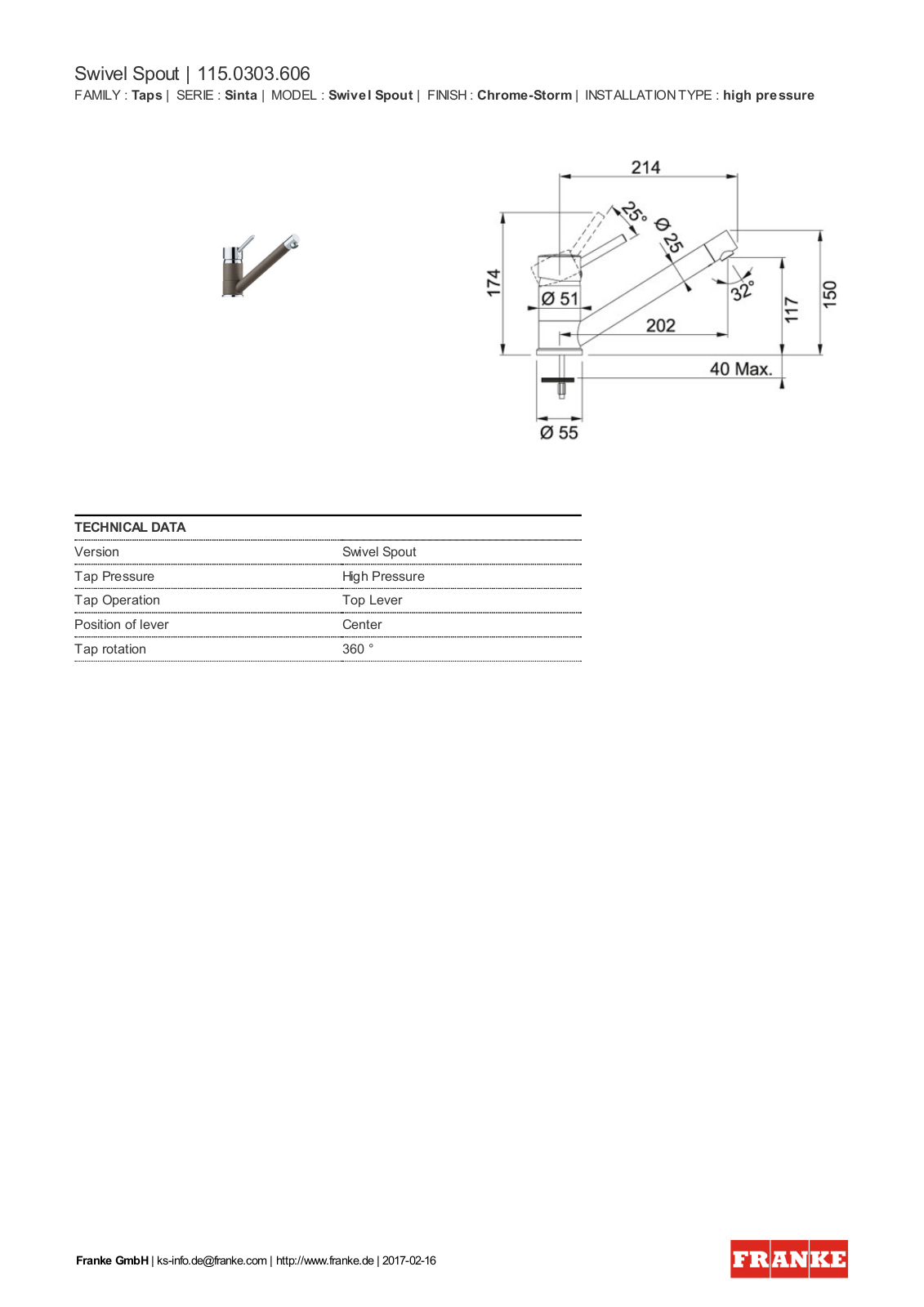 Franke 115.0303.606 Service Manual