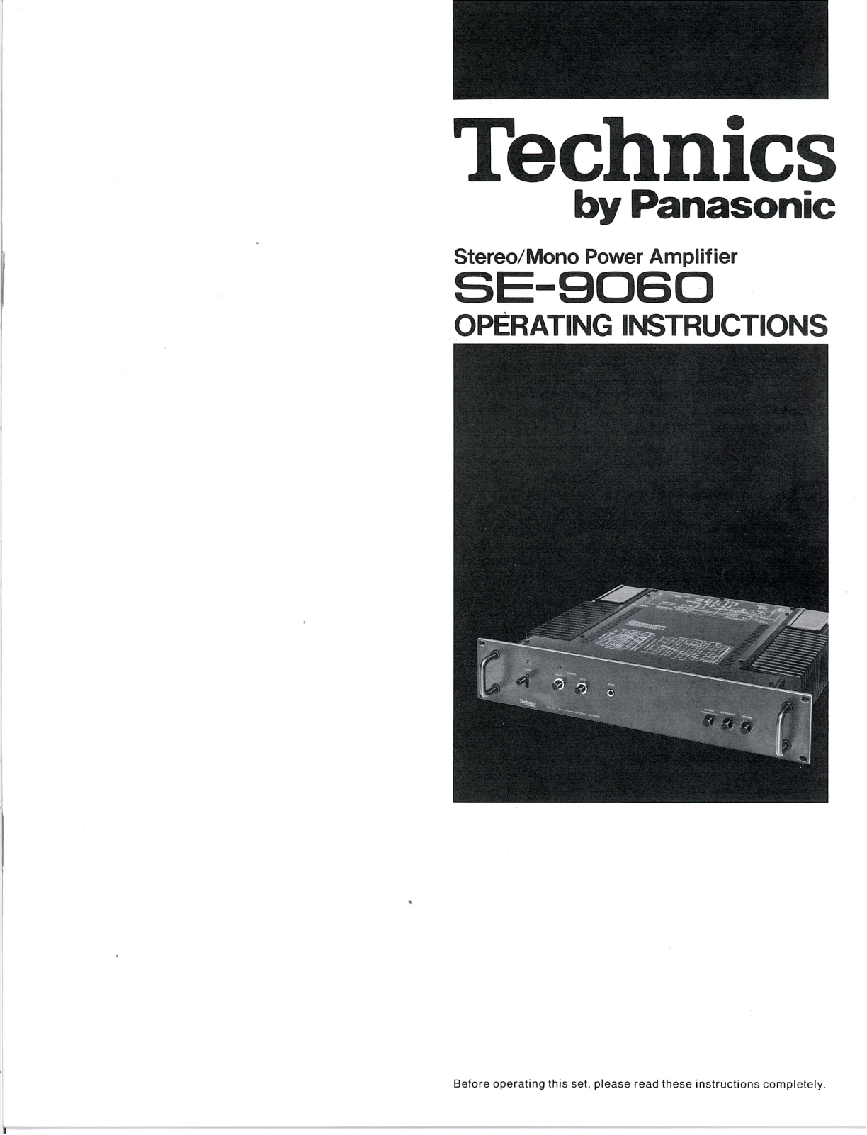 Technics SE-9060 Owners Manual