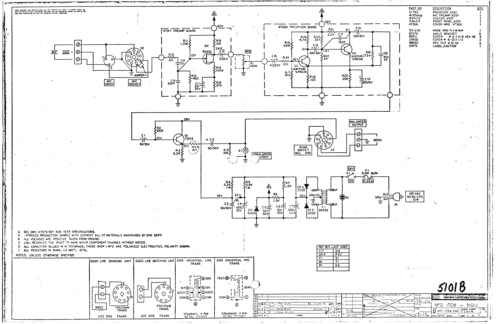 JBL 5101-B Schematic