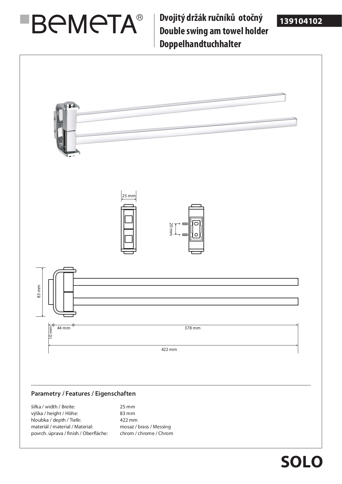 Bemeta Solo 139104102 User guide