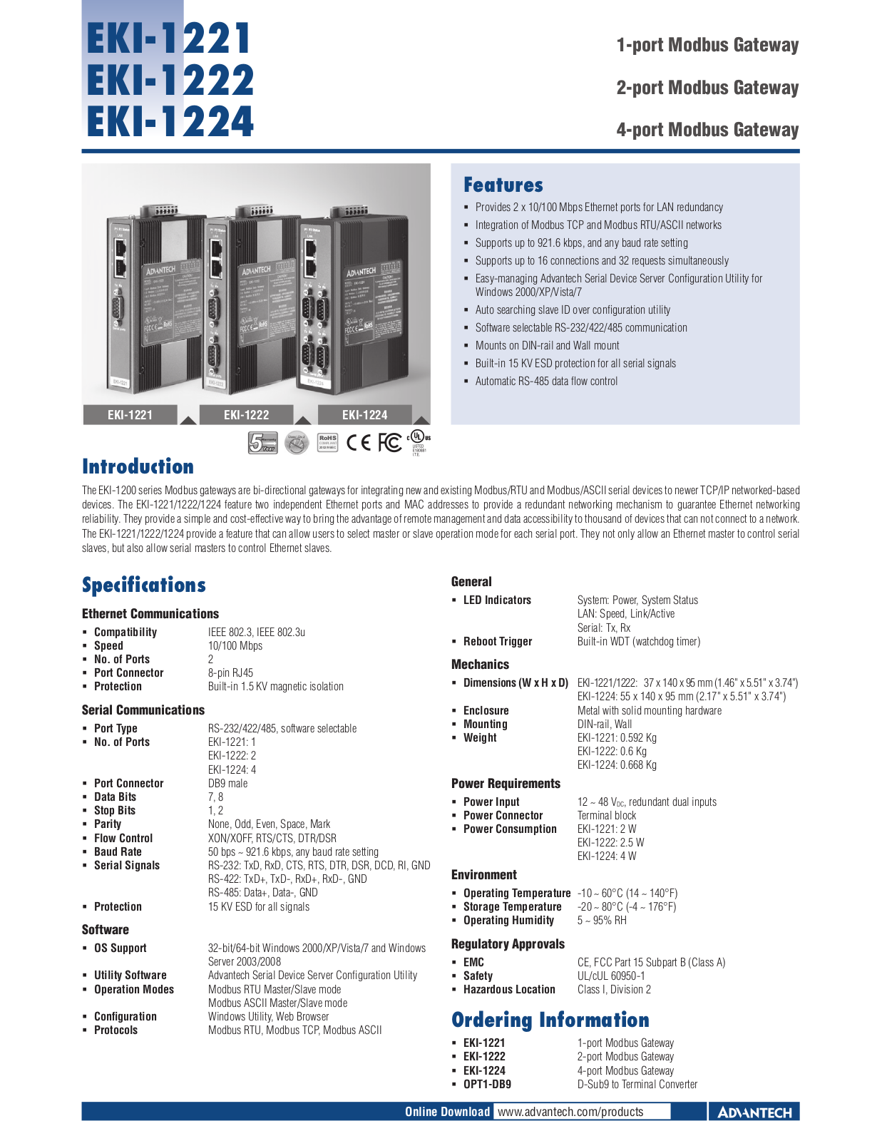 B&B Electronics EKI-1222 Datasheet