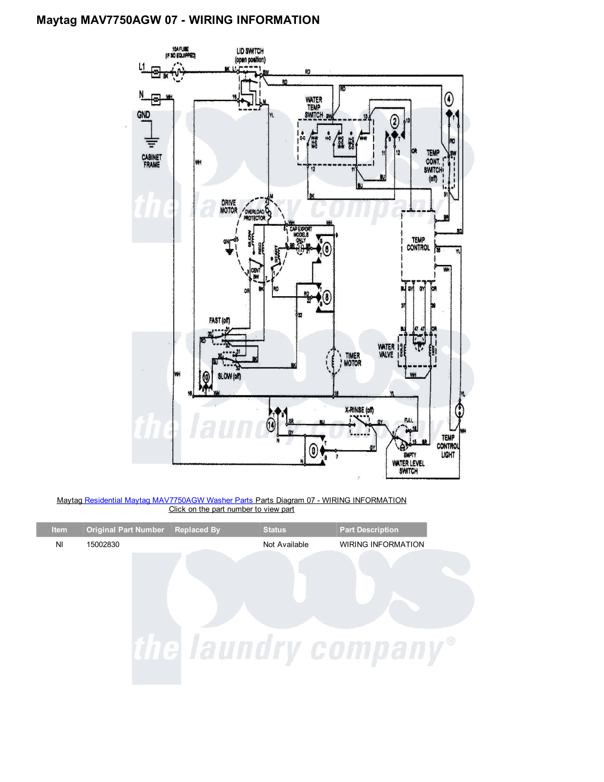 Maytag MAV7750AGW Parts Diagram