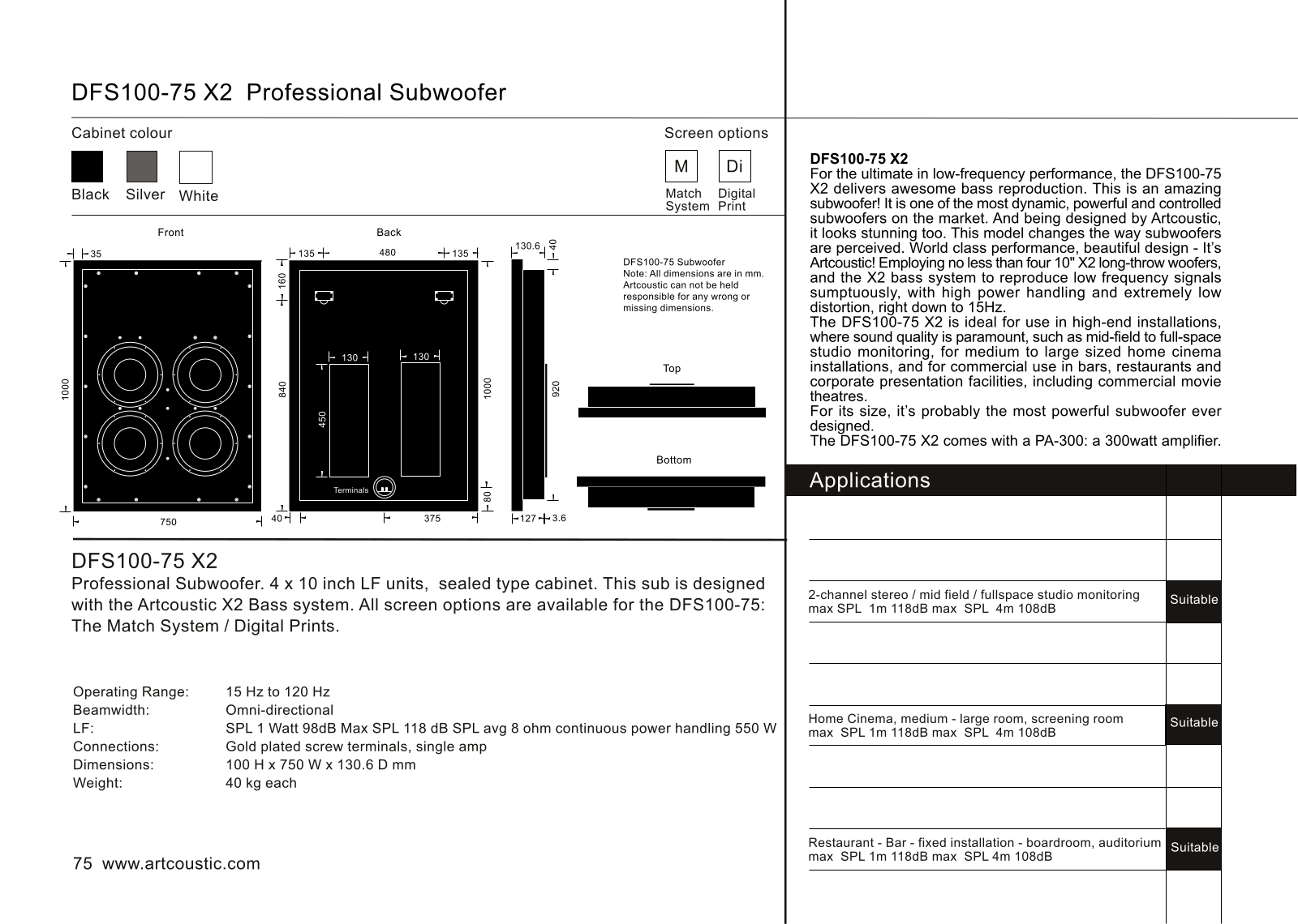 Artcoustic USA DFS-100.75-X-2 Brochure