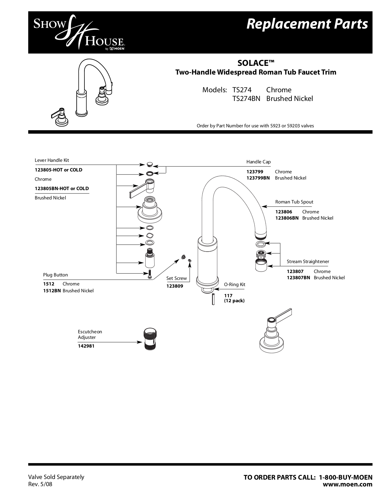 Moen TS274, TS274BN User Manual