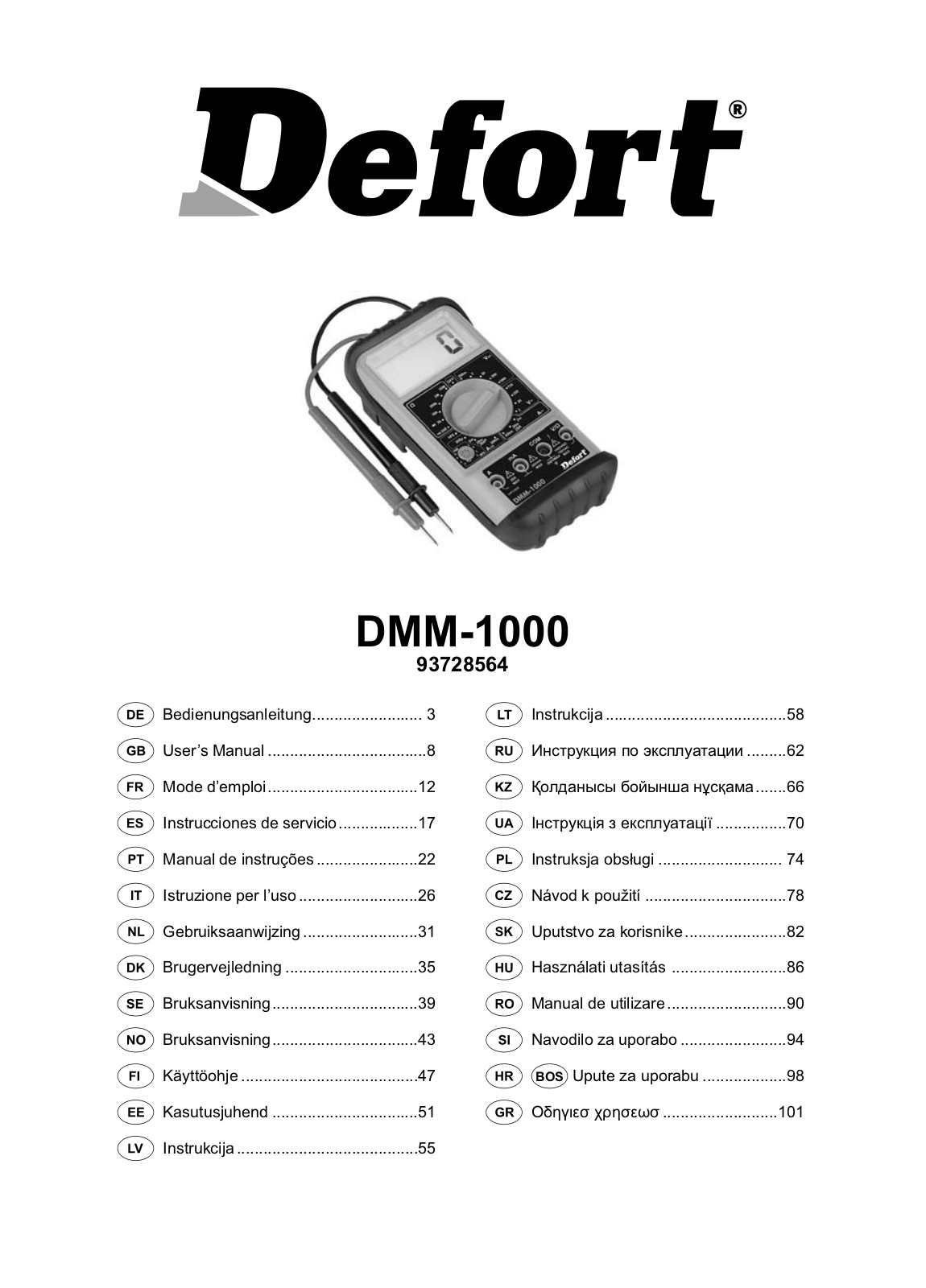 Defort DMM-1000, DMM-1000N User Manual