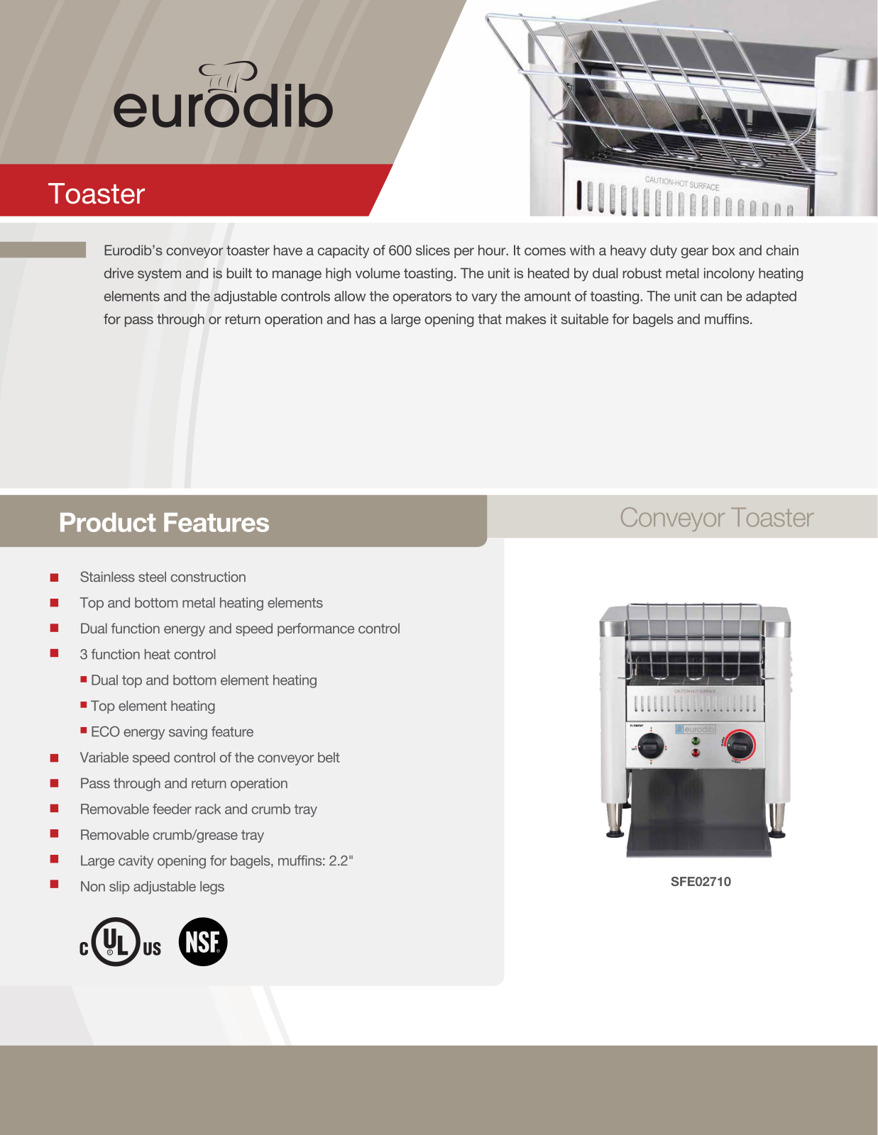 Eurodib SFE02710 Specifications