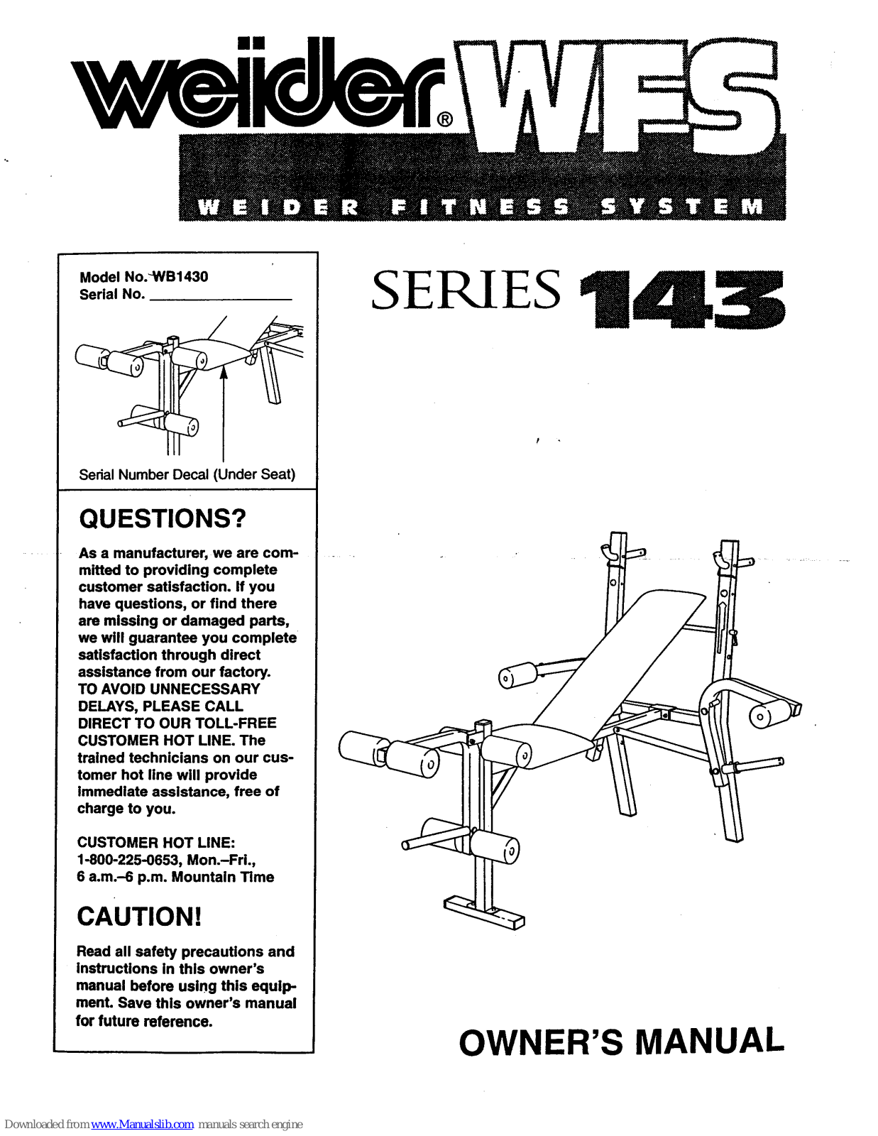 Weider WB1430 User Manual