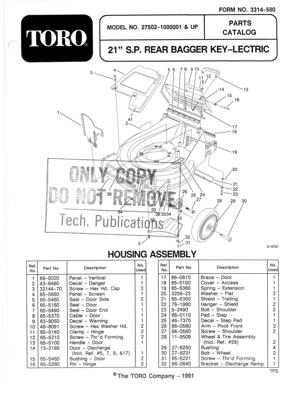 Toro 27502 Parts Catalogue