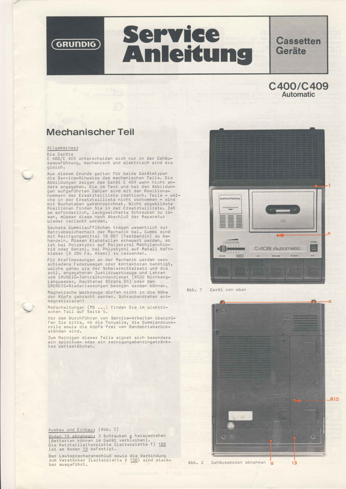 Grundig C-409-AUTOMATIC, C-400-AUTOMATIC Schematic