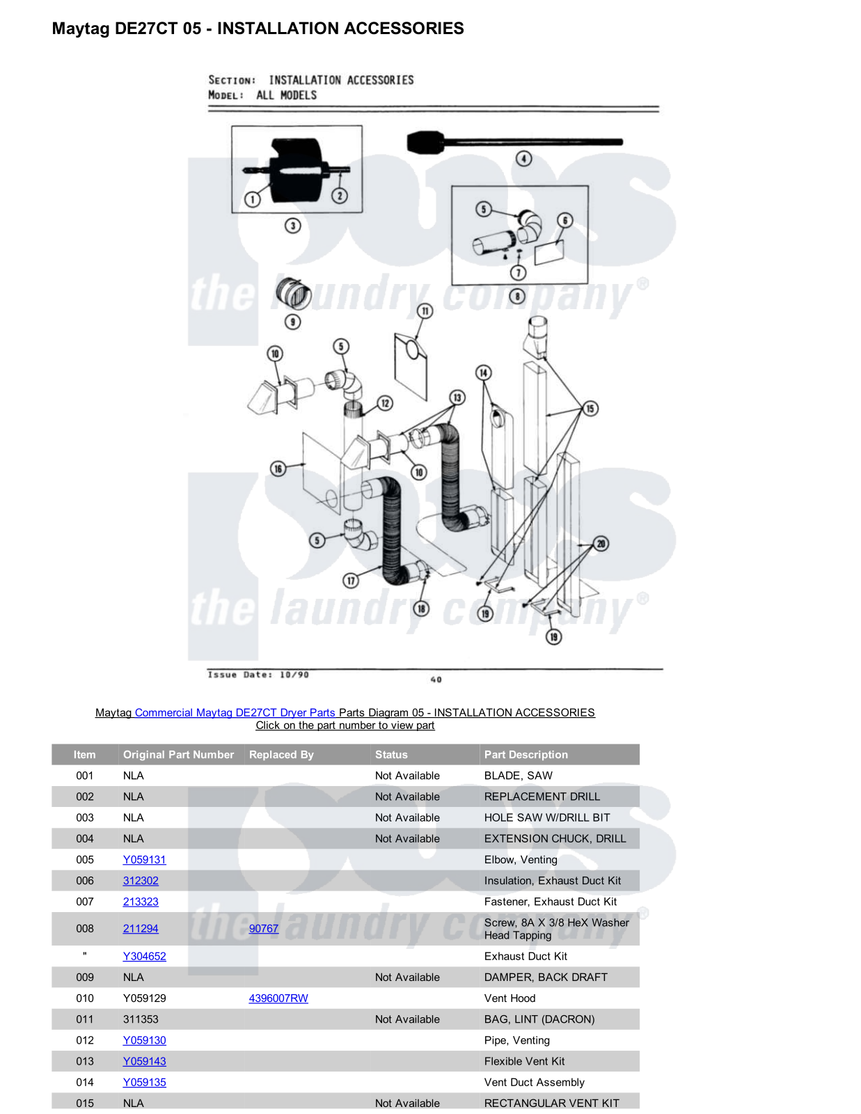 Maytag DE27CT Parts Diagram