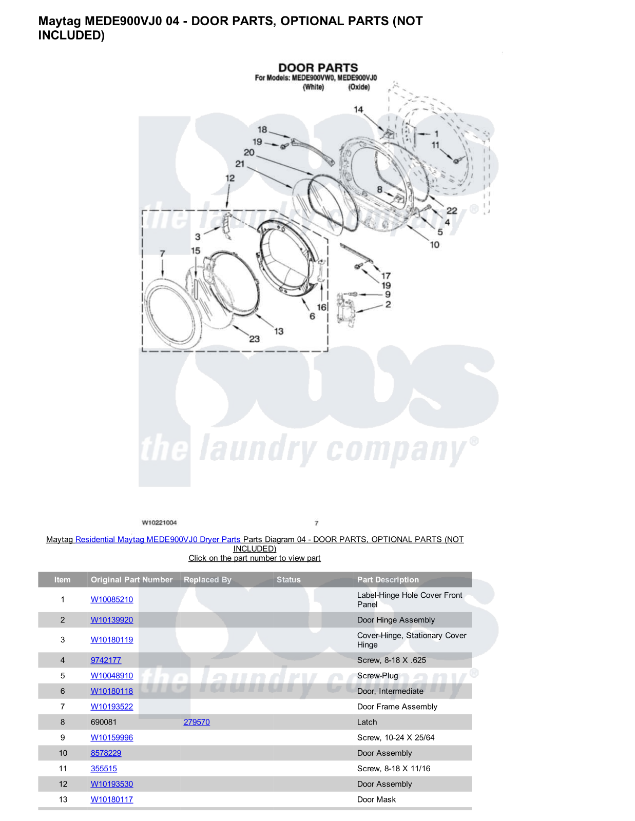 Maytag MEDE900VJ0 Parts Diagram