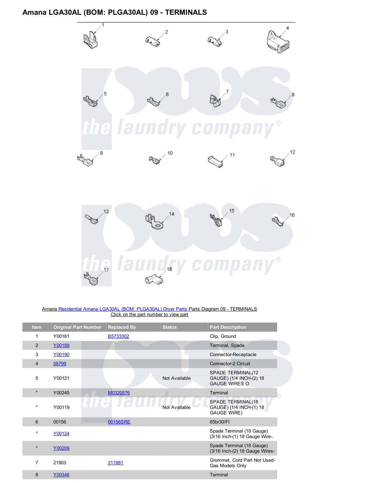 Amana LGA30AL Parts Diagram