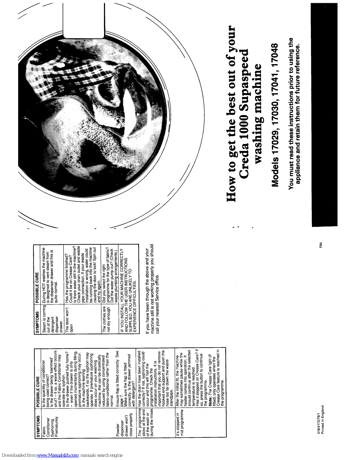 Creda 1000 Supaspeed, 17029, 17030, 17041, 17048 Instructions Manual