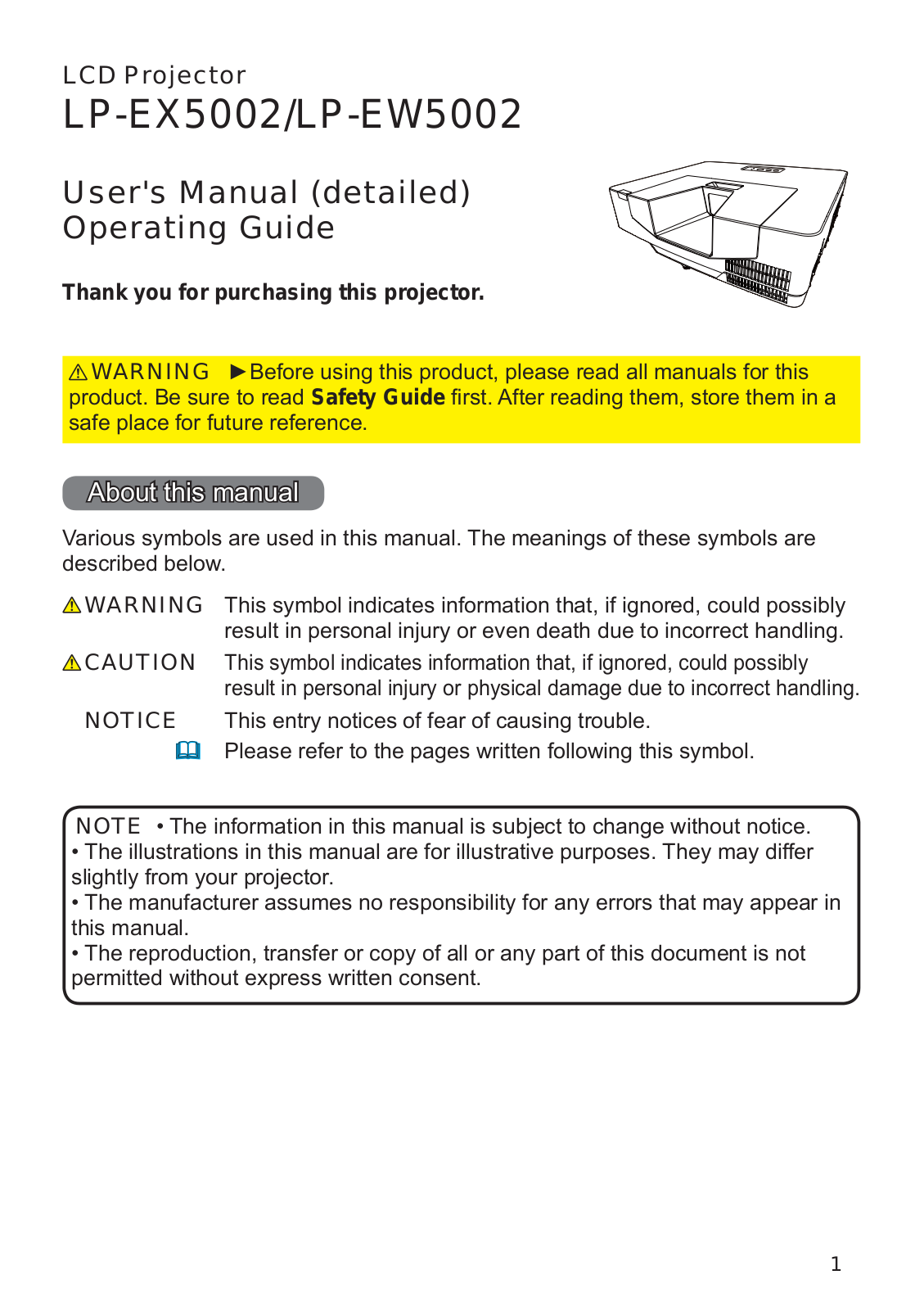 Hitachi LP-EX5002, LP-EW5002 User Manual