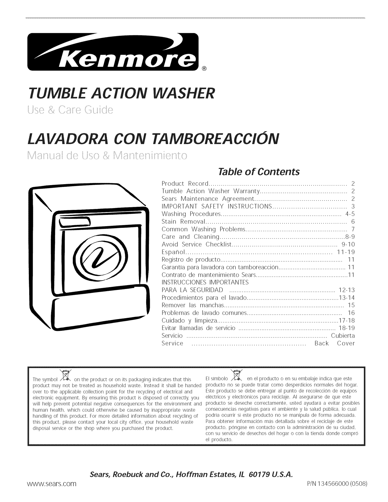 Kenmore 41744252501, 41744052401 Owner’s Manual
