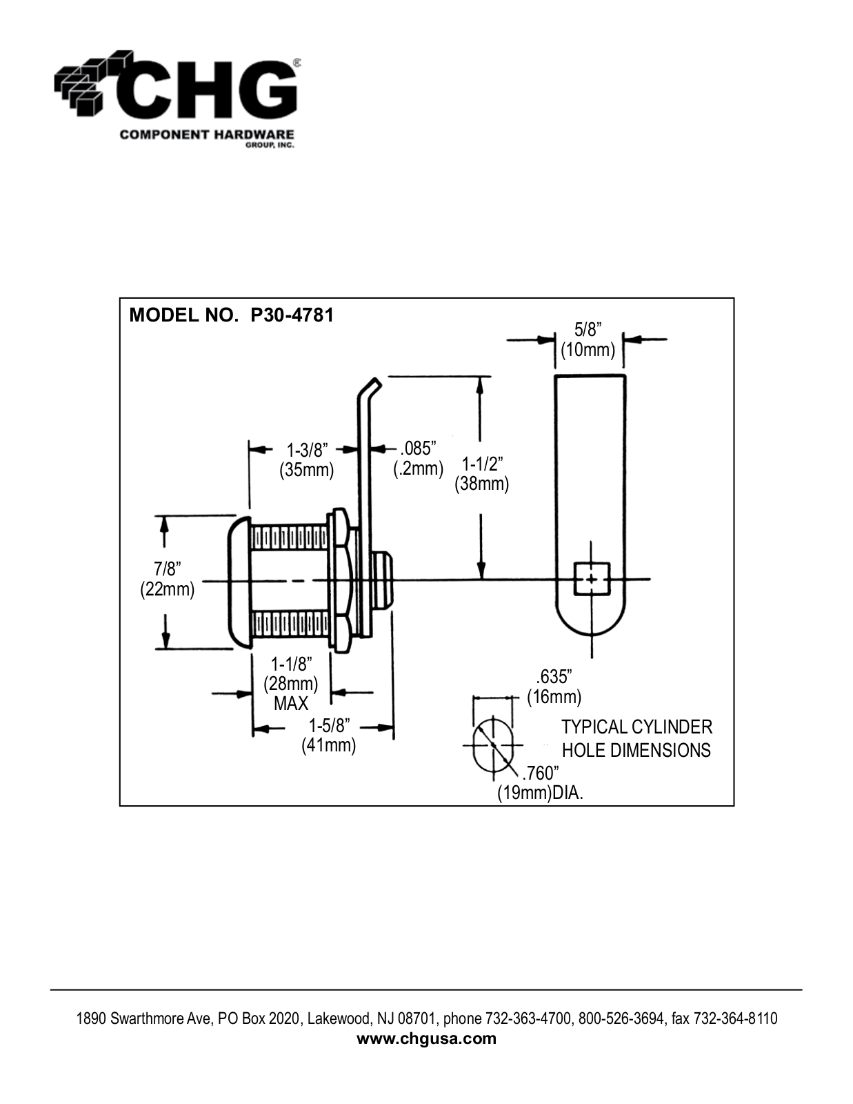 Component Hardware P30-4781 User Manual