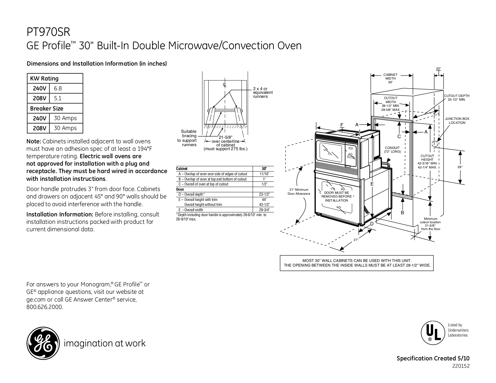 General Electric PT970SRSS User Manual