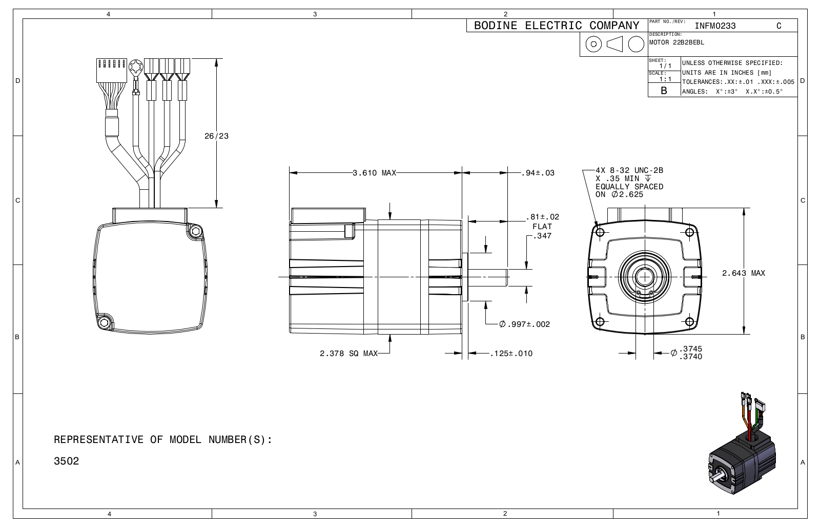 Bodine 3502 Reference Drawing