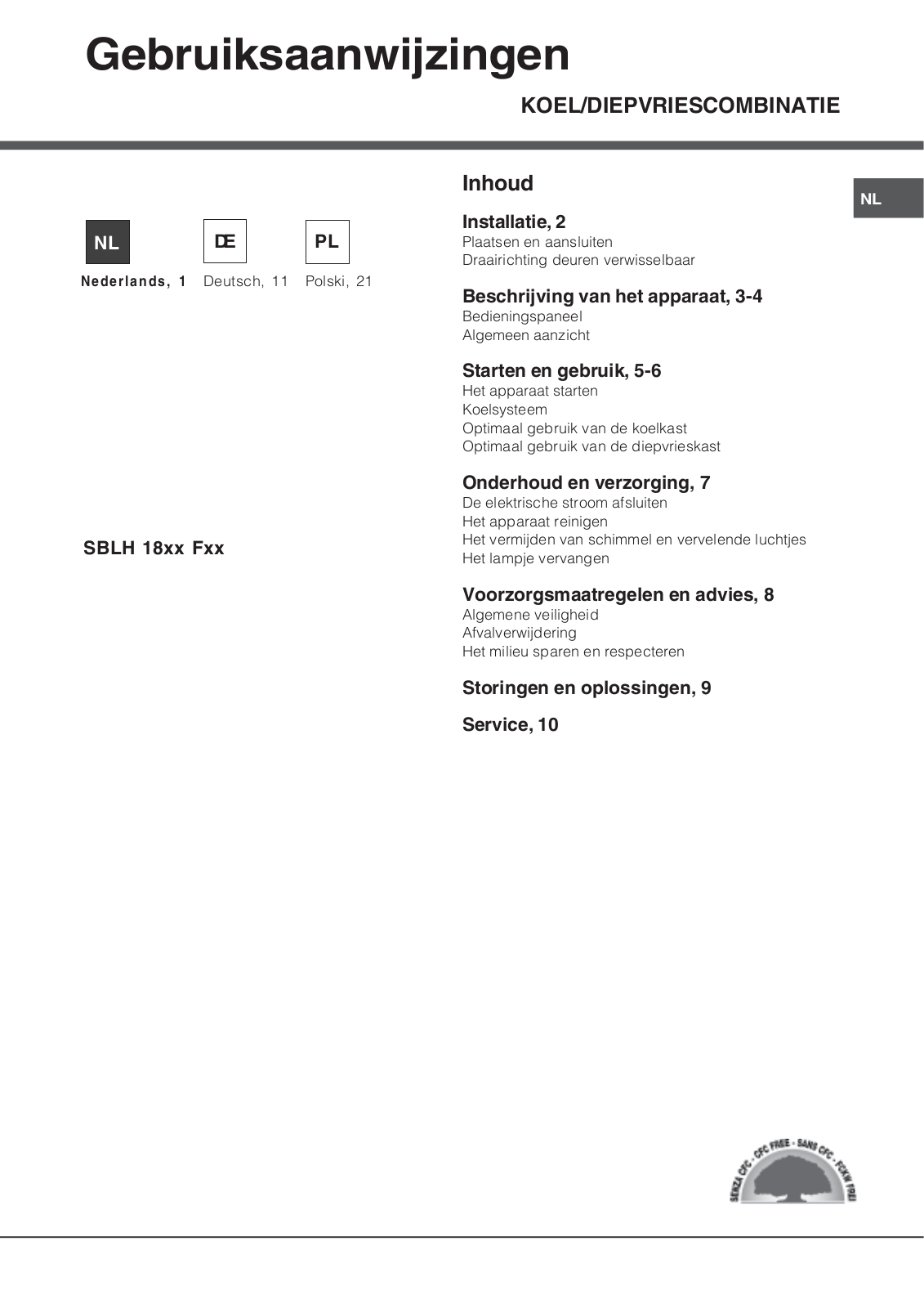 Hotpoint Ariston SBLH 182A F User Manual