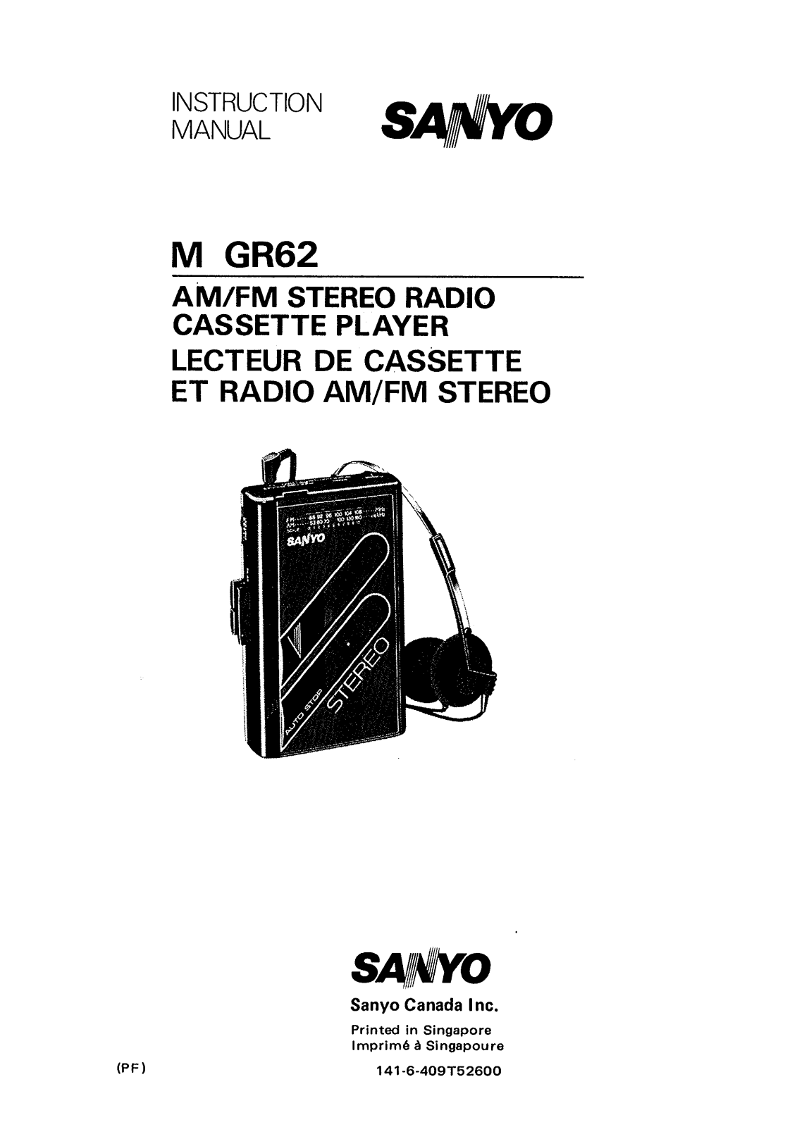 Sanyo M GR62 Instruction Manual