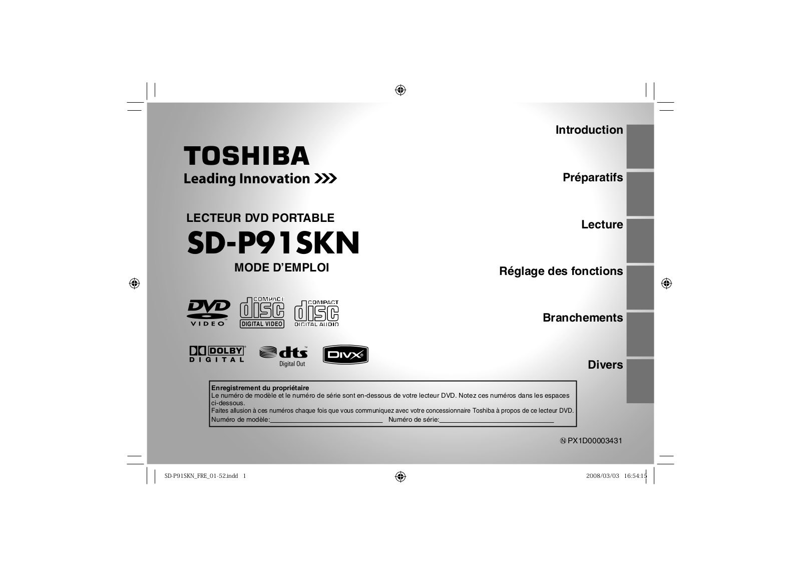 Toshiba SD-P91SKN User Manual