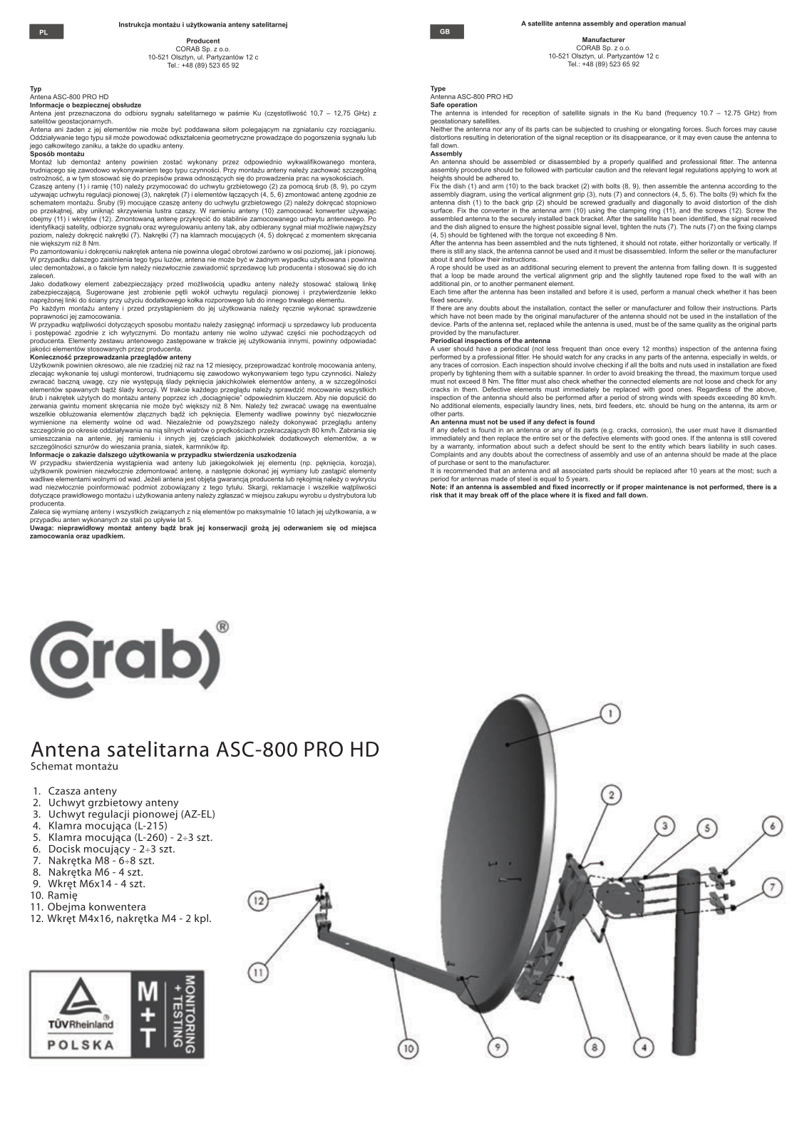 CORAB ASC-800 PRO HD User guide