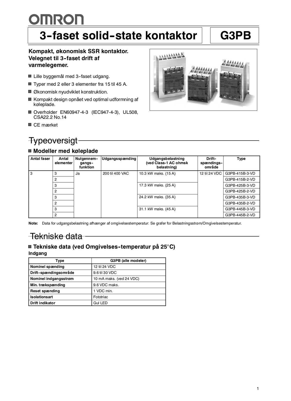 Omron G3PB DATASHEET