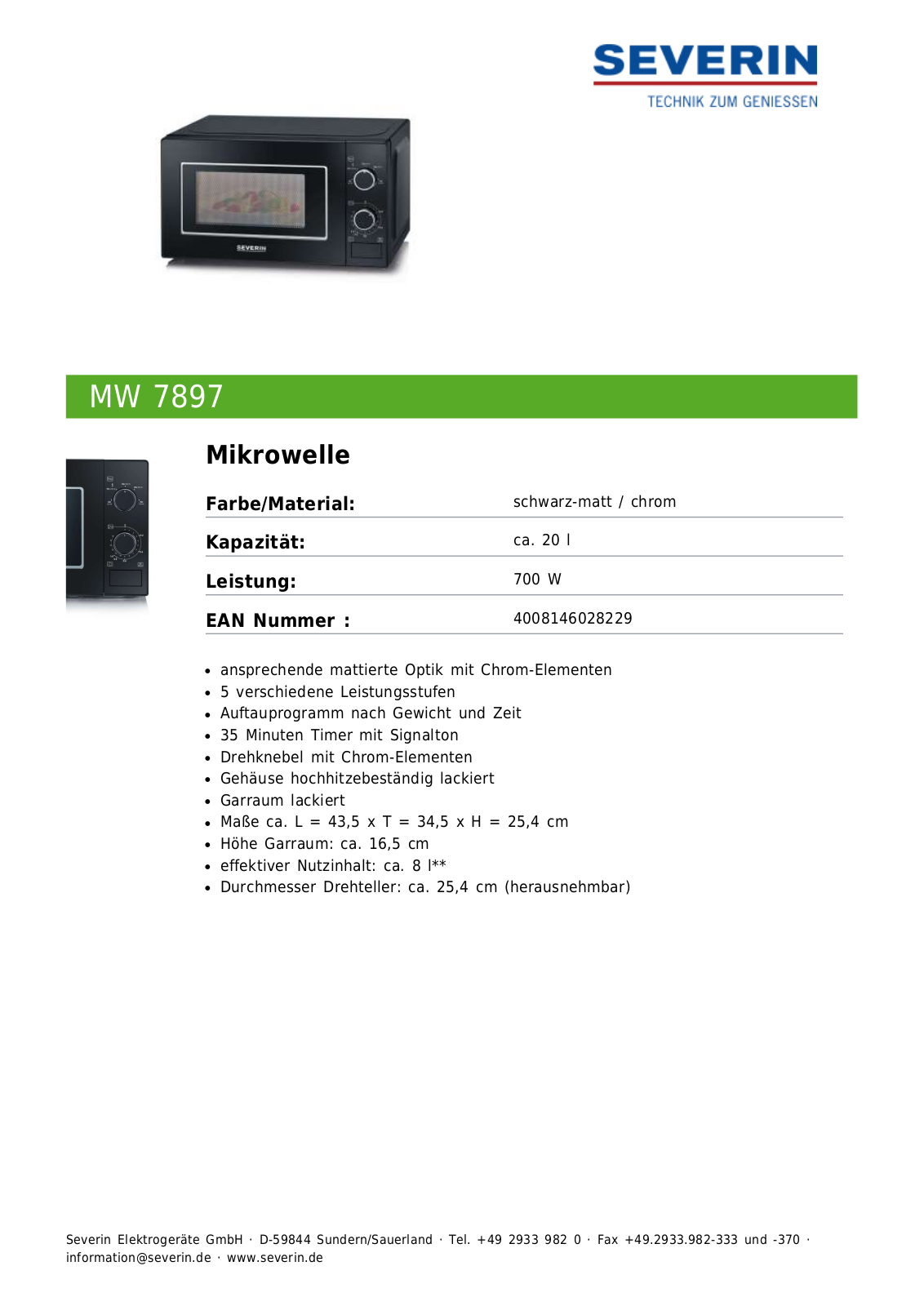 Severin MW 7897 User Manual