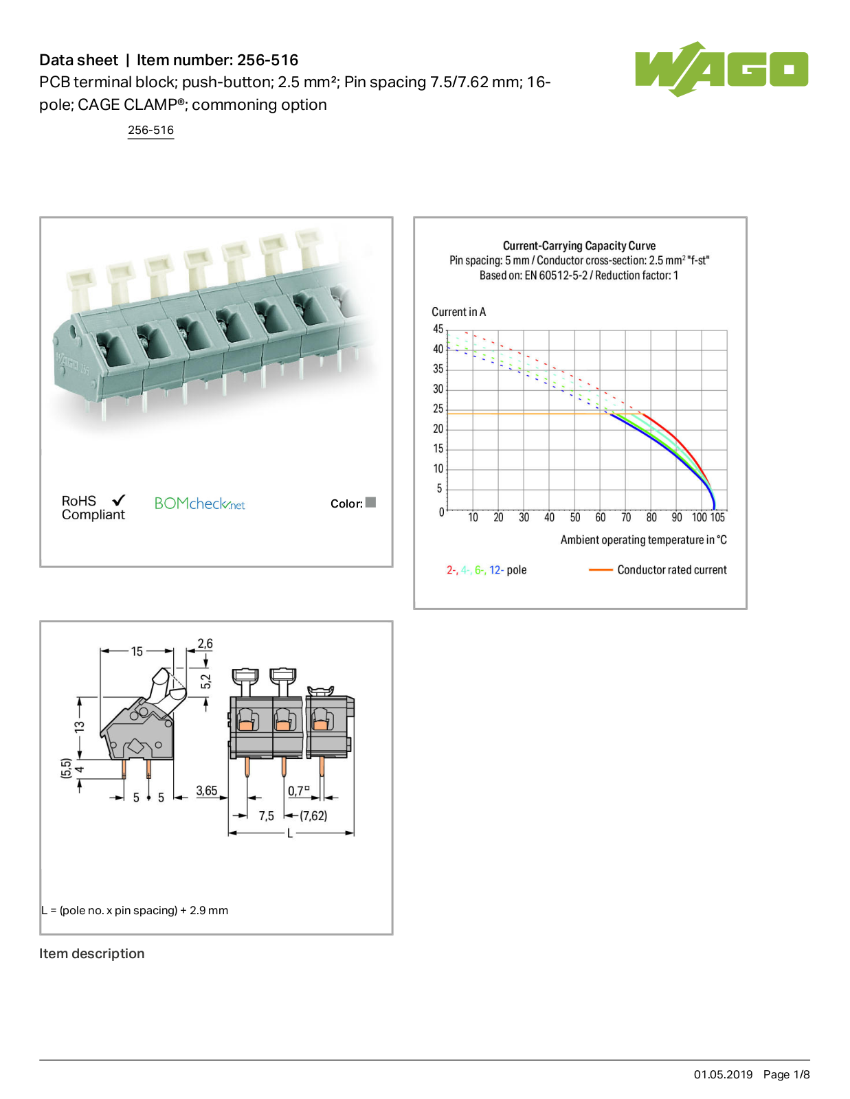 Wago 256-516 Data Sheet