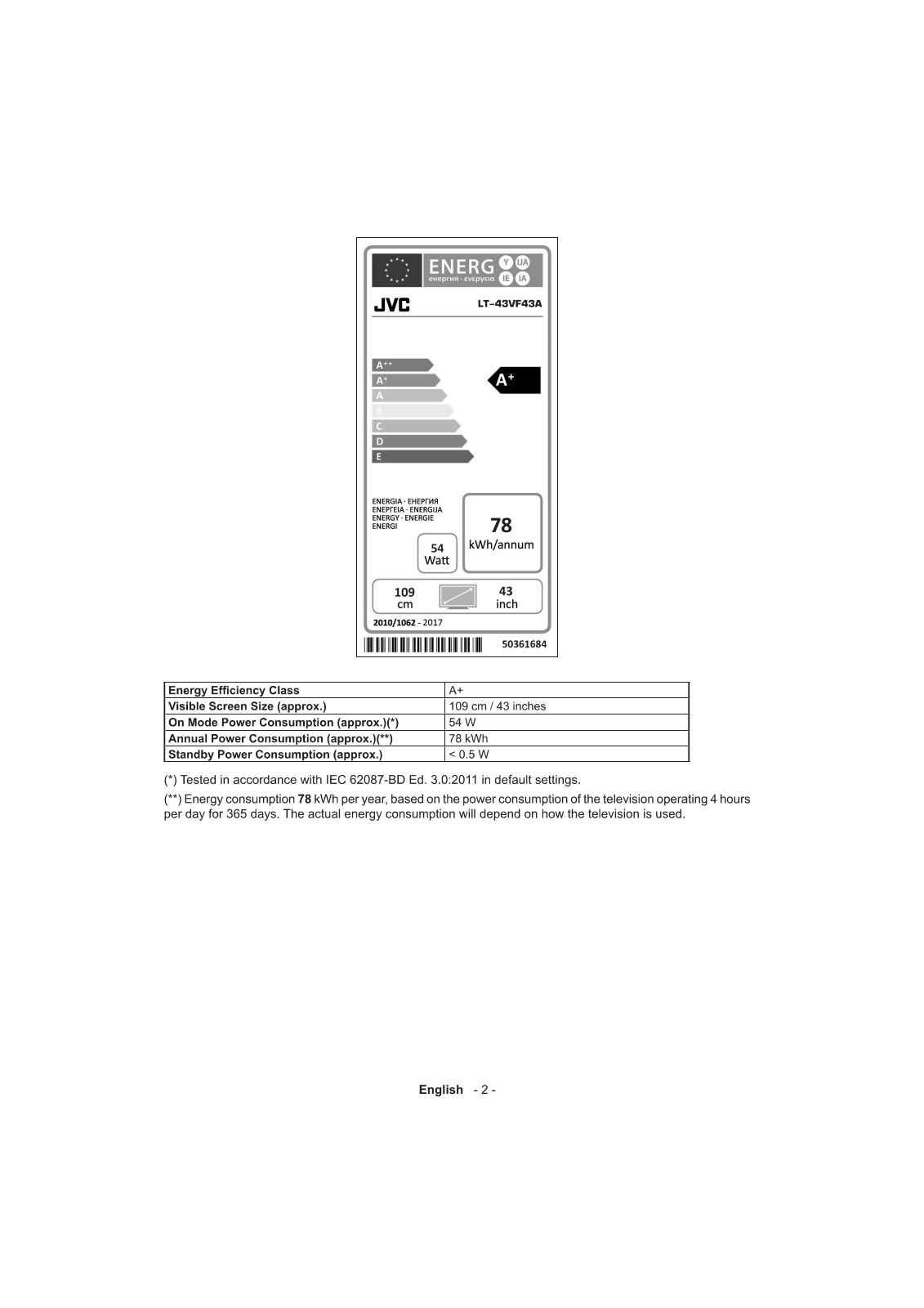 JVC LT-43VF43A User Manual