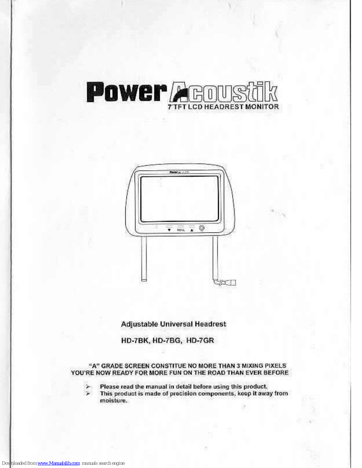 Power Acoustik HD-7, HD-7BK, HD-7BG, HD-7GR Installation Instructions Manual