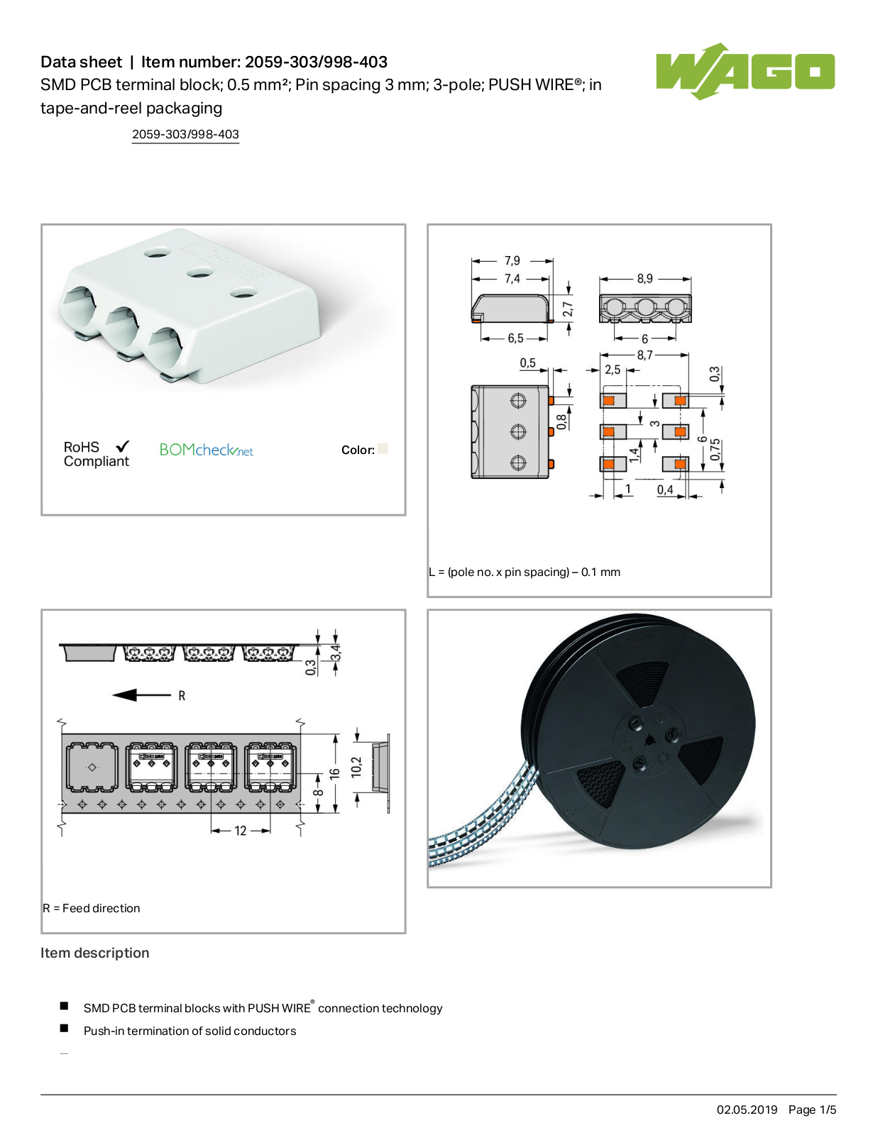 Wago 2059-303/998-403 Data Sheet