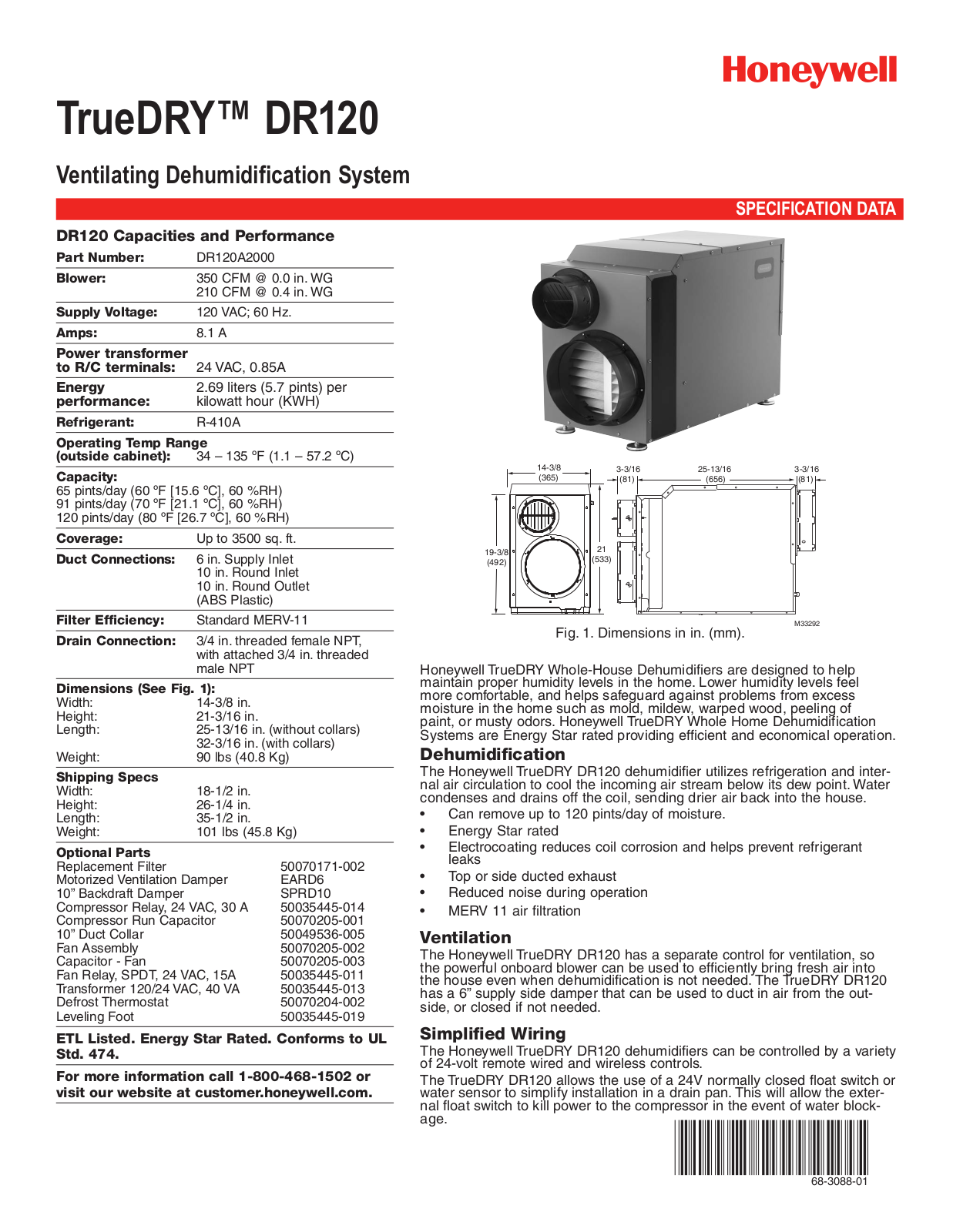 Honeywell DR120 User Manual