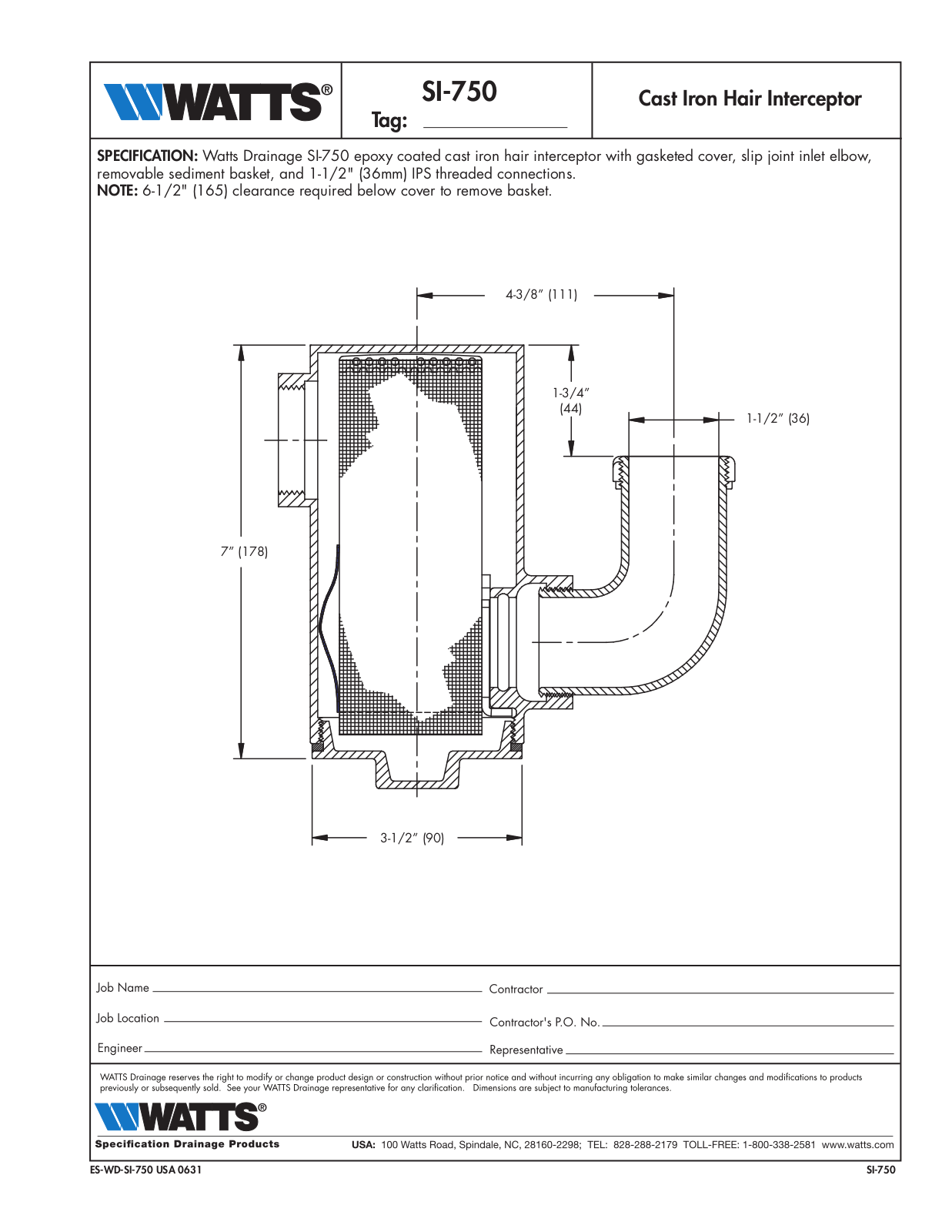 Watts SI-750 User Manual