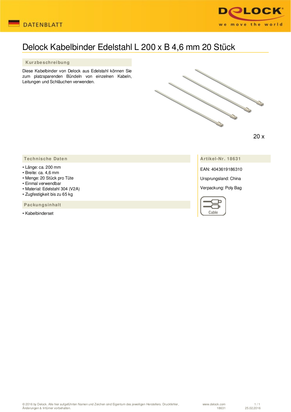 DELOCK 18631 Datasheet - ManualMachine.com